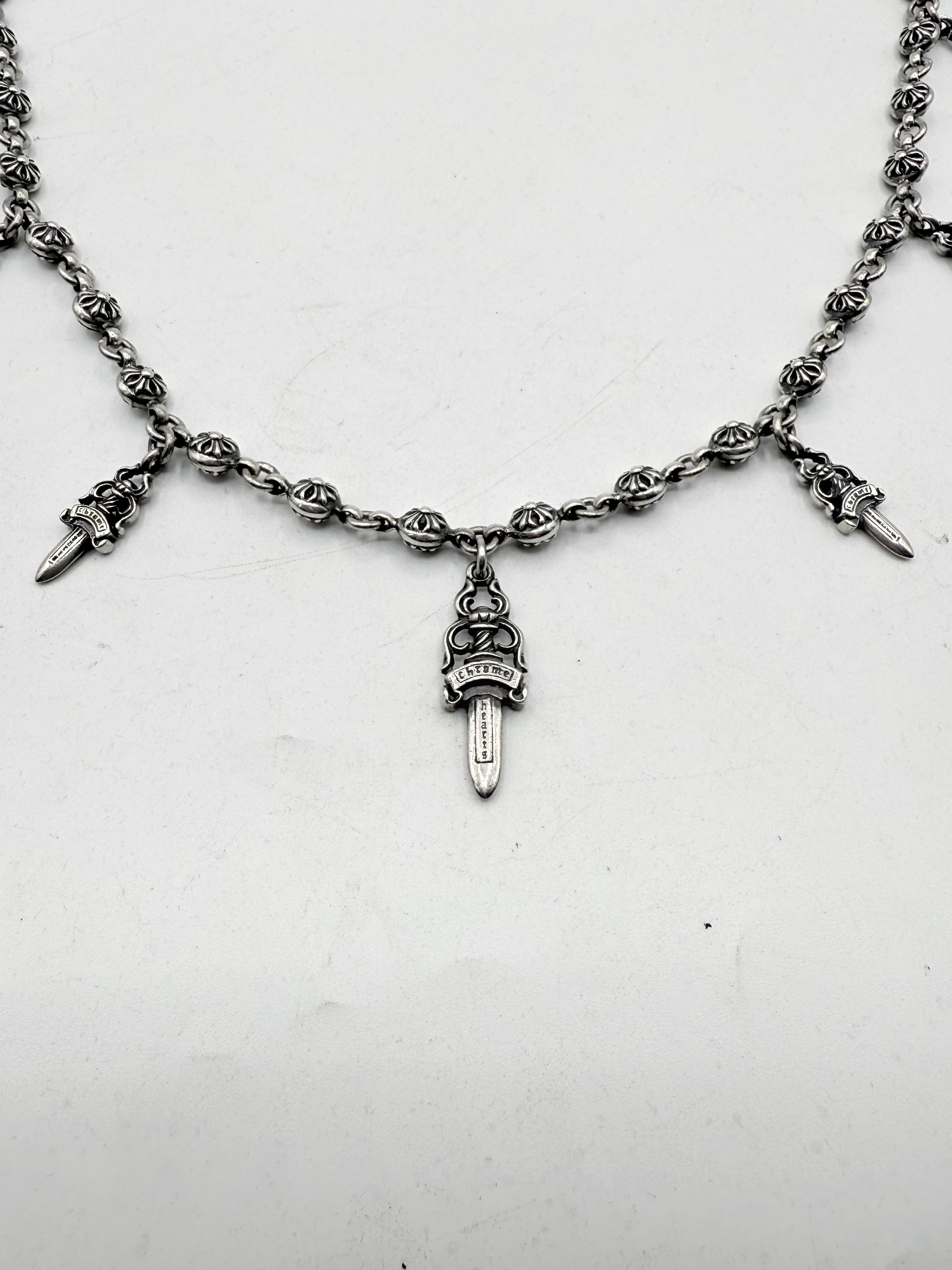 Chrome Hearts 28 in Dagger Pendant Cross Ball Wallet Chain