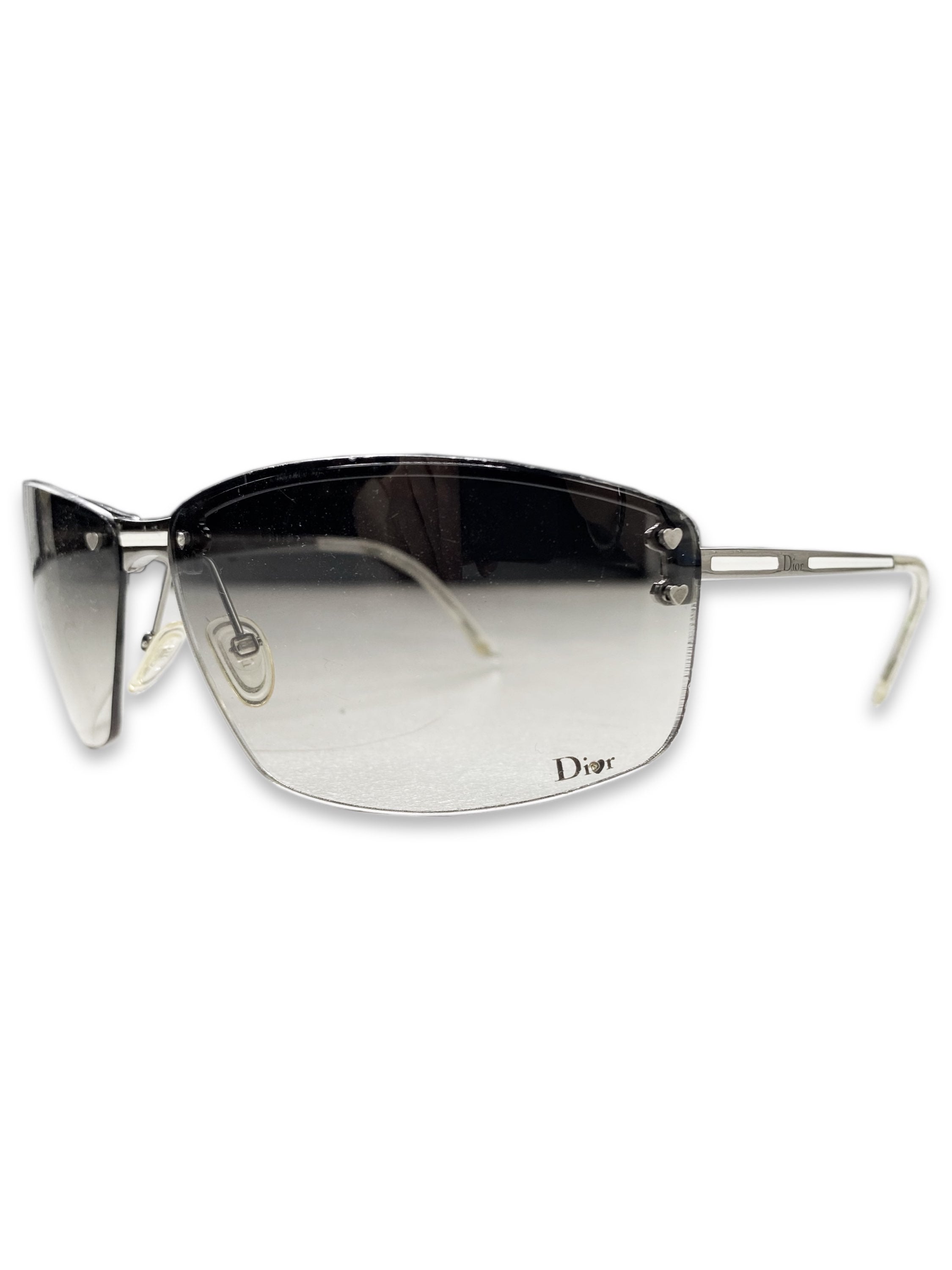Dior Heart Motif Gradient Tint Metallic Rounded Sunglasses