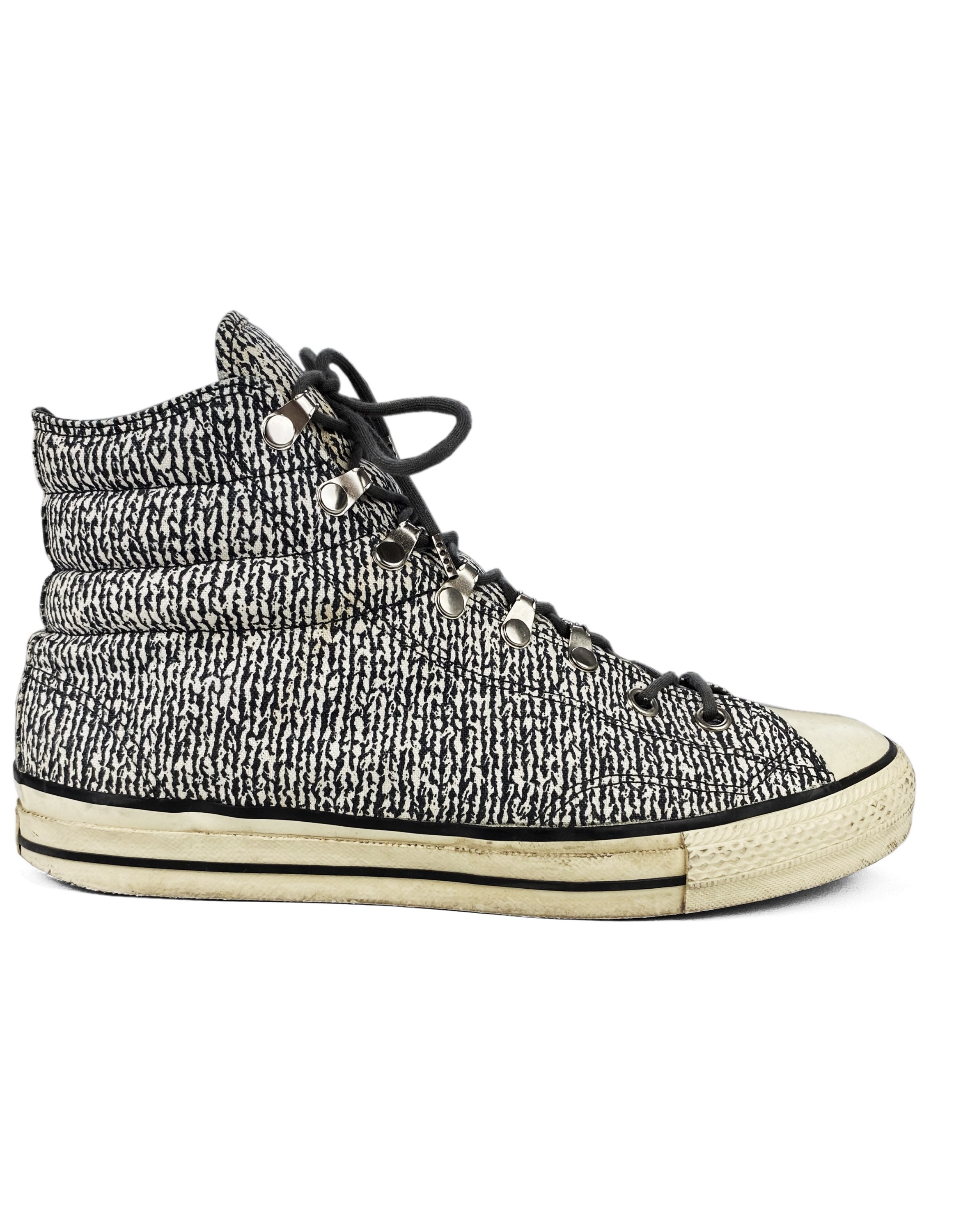 SS08 Number (N)ine ‘Birds’ Striped Hi-Top Sneakers