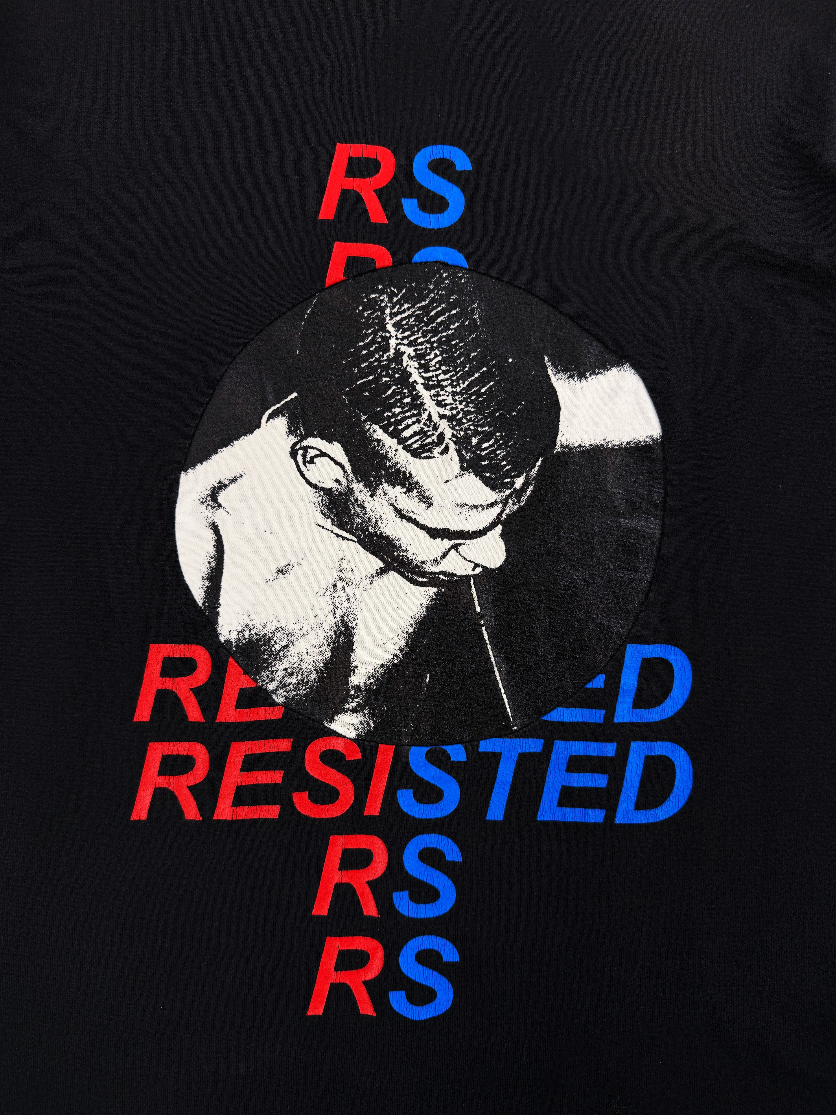 SS03 Raf Simons ‘Resisted’ Consumed Skin Fitting Black Graphic T-Shirt