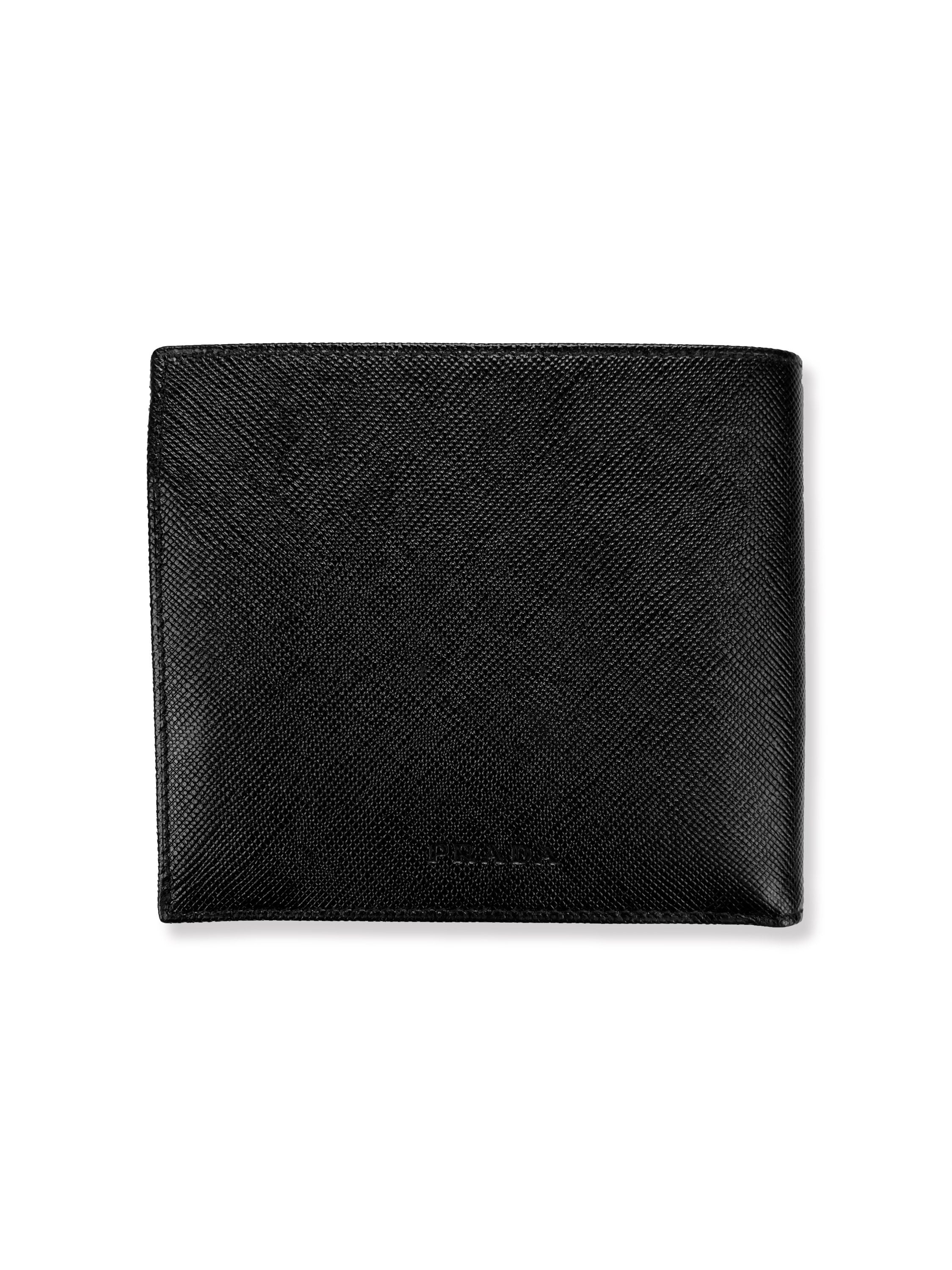 Prada Black Bifold Embossed Logo Woven Wallet