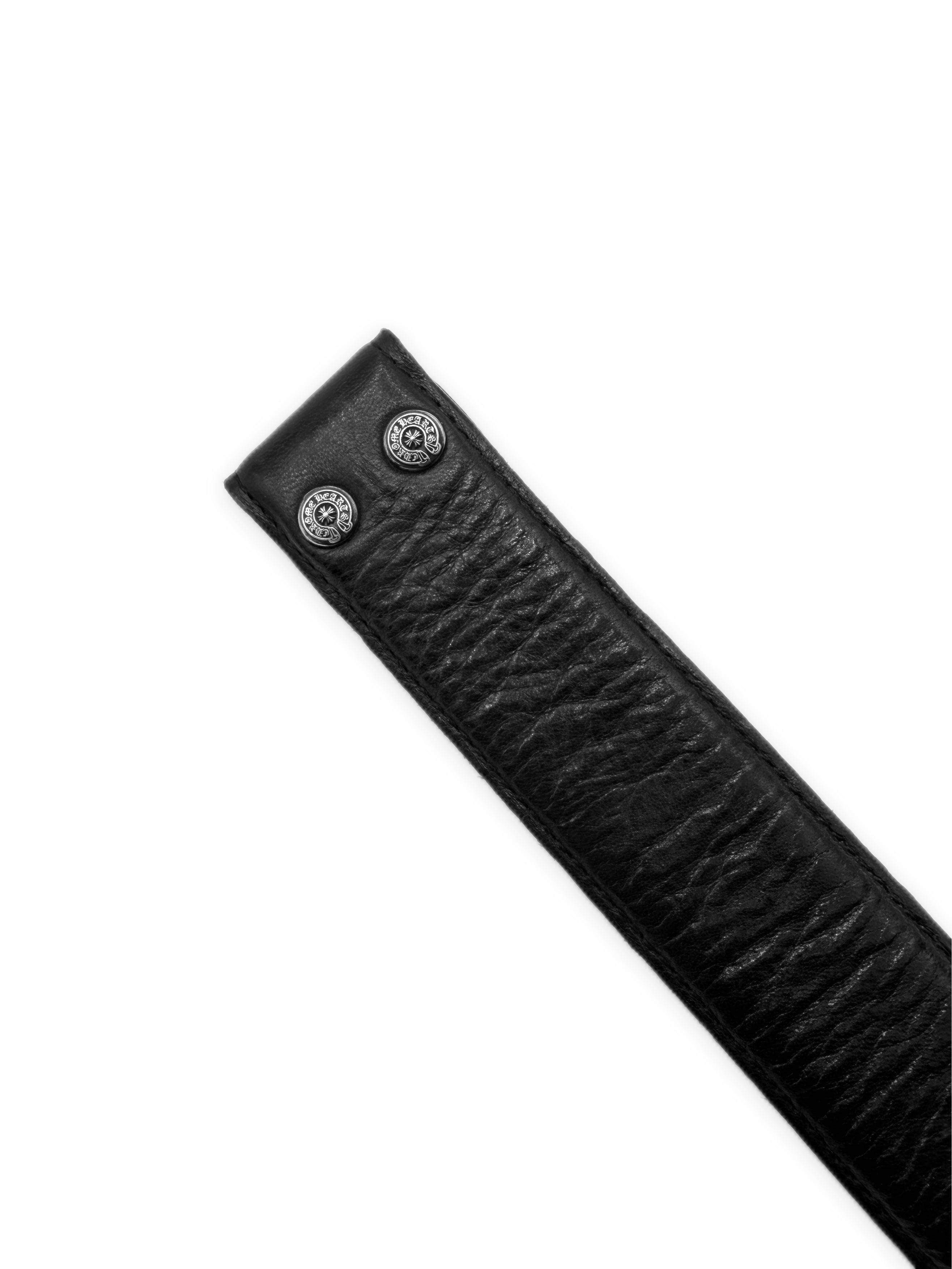 Chrome Hearts Black Leather .925 Silver Belt Strap
