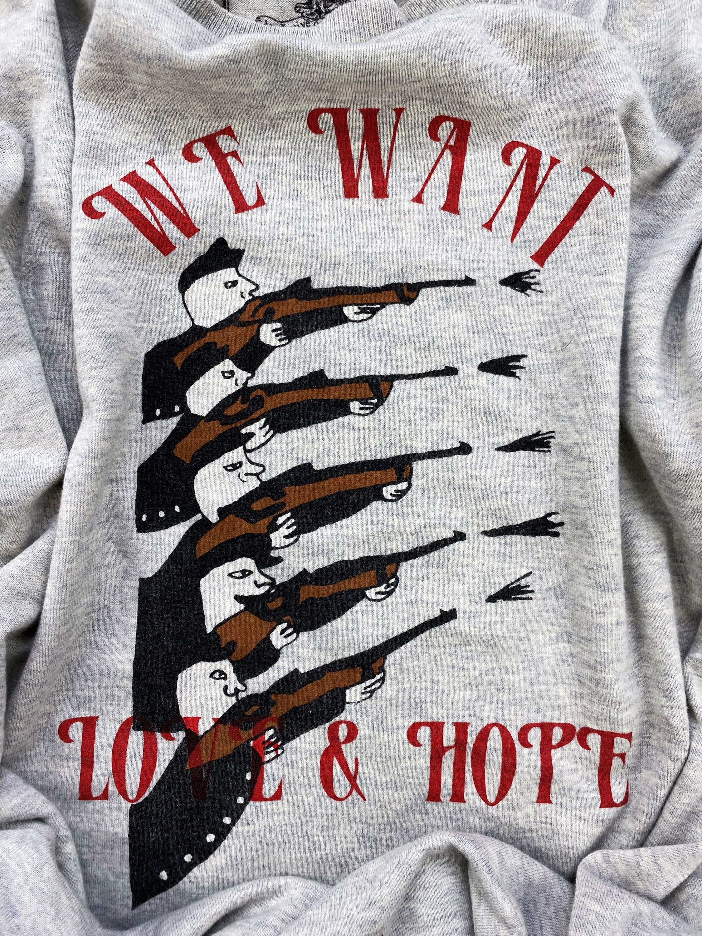 Number (N)ine ‘Love &amp; Hope’ Gun Graphic Heather Grey T-Shirt