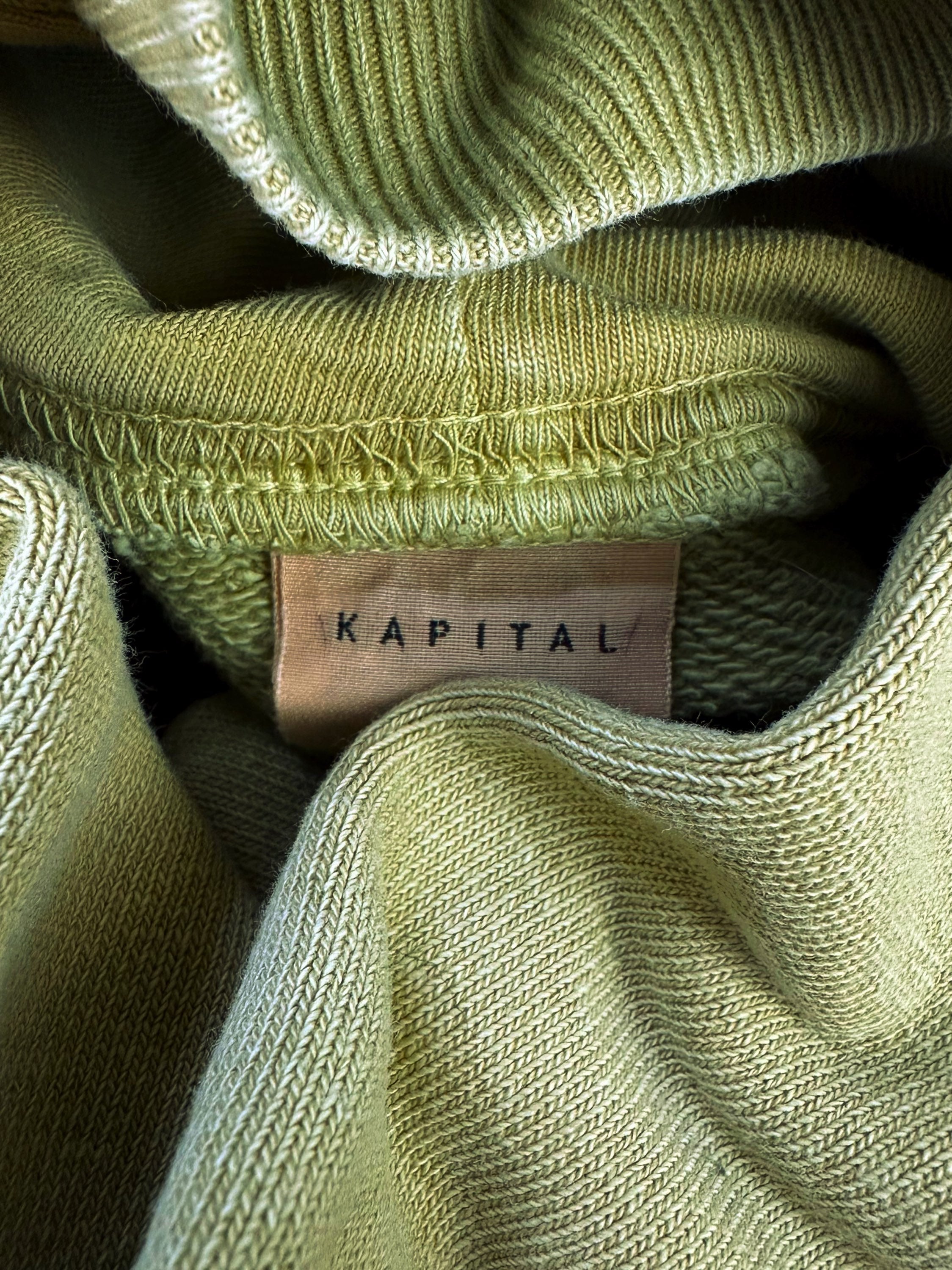Kapital Pistachio Sun Faded Triple Button Raglan Hoodie