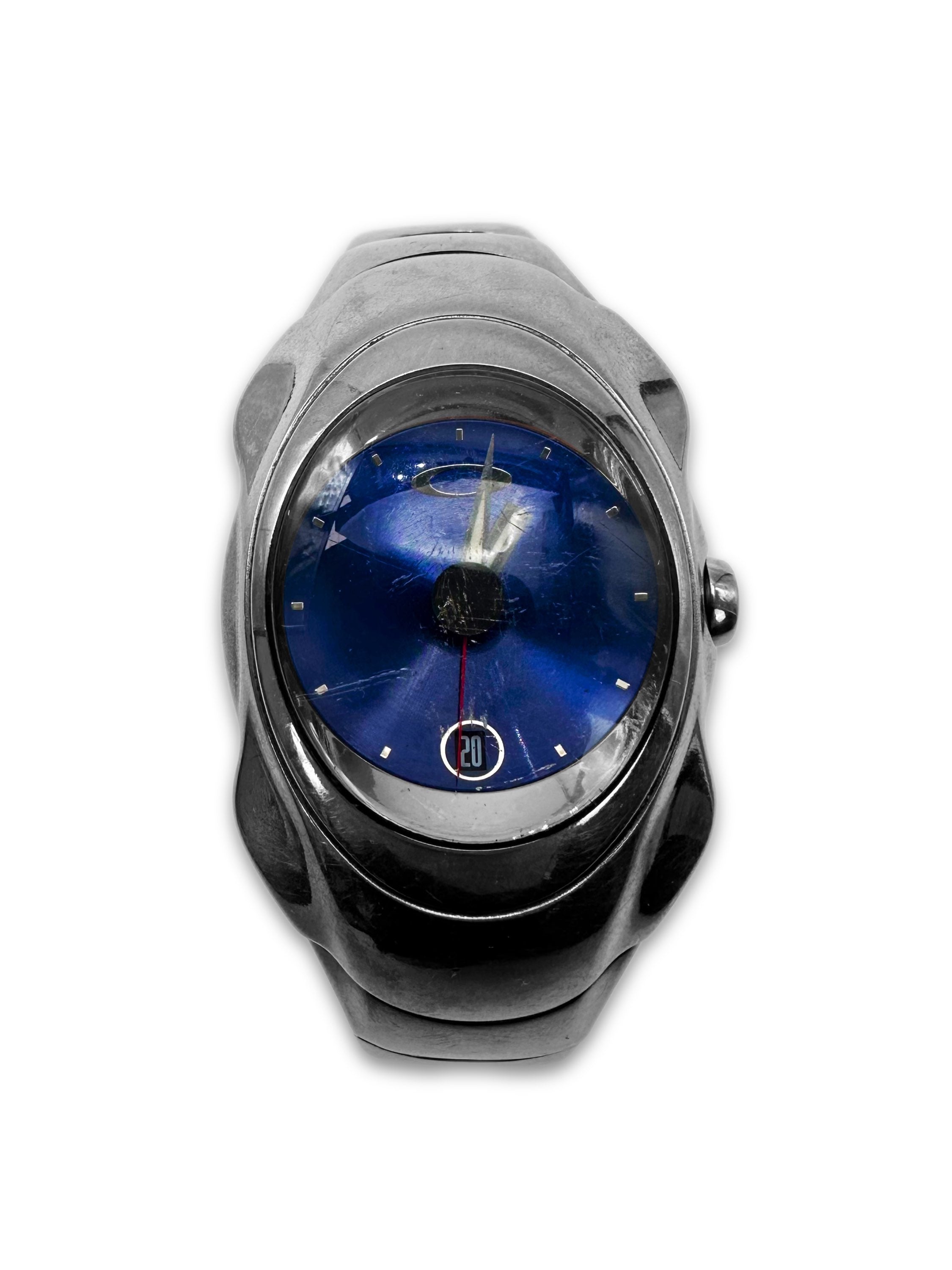 1998 Oakley ‘Timebomb’ Sapphire Blue Silver Wrist Watch