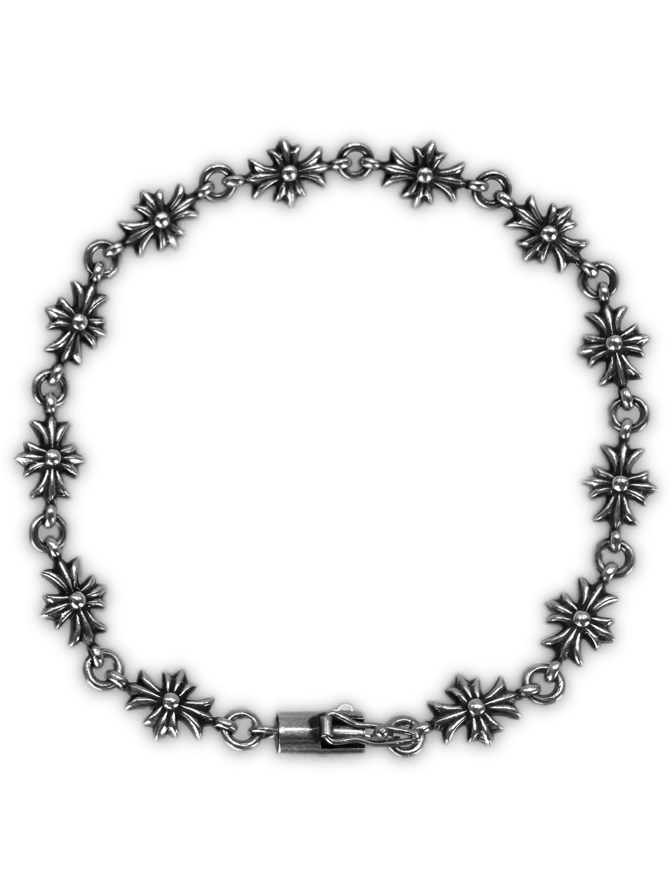 Chrome Hearts ‘Tiny E’ Cross .925 Silver 7.5 in Bracelet