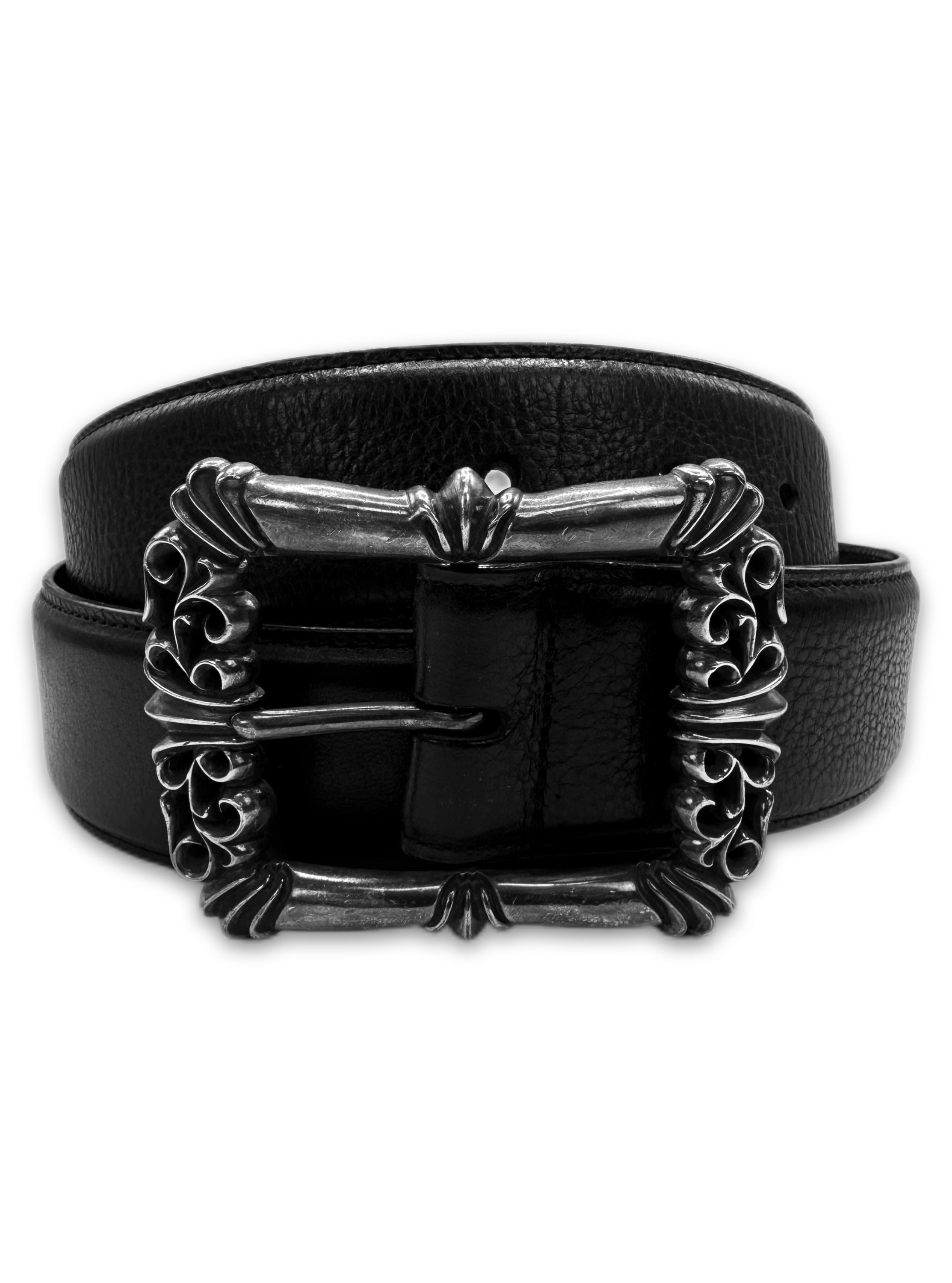 Chrome Hearts ‘Fligiree’ .925 Silver Black Leather Belt