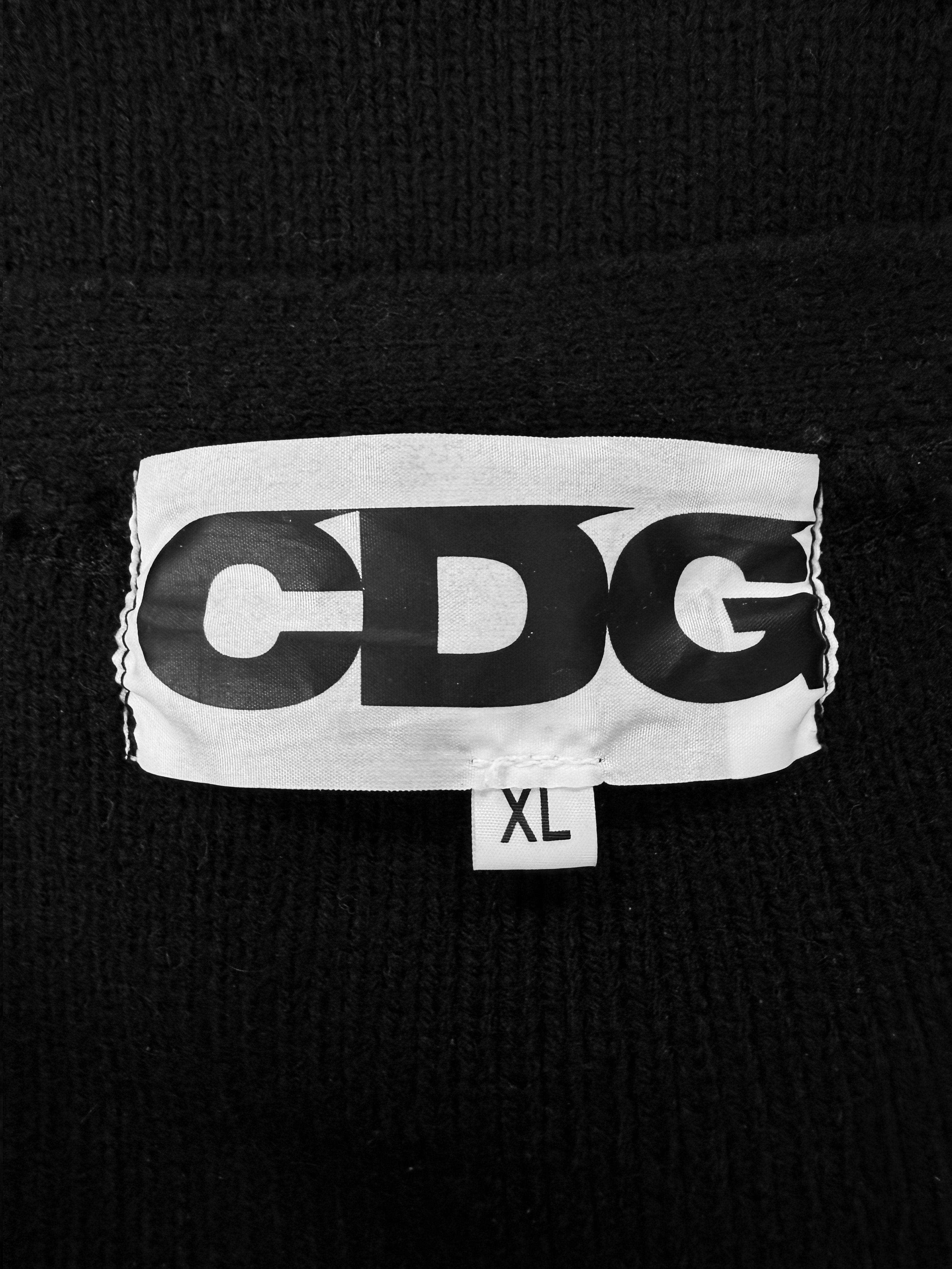 Comme des Garçons ‘CDG’ Embroidered Logo Black Knit Cardigan