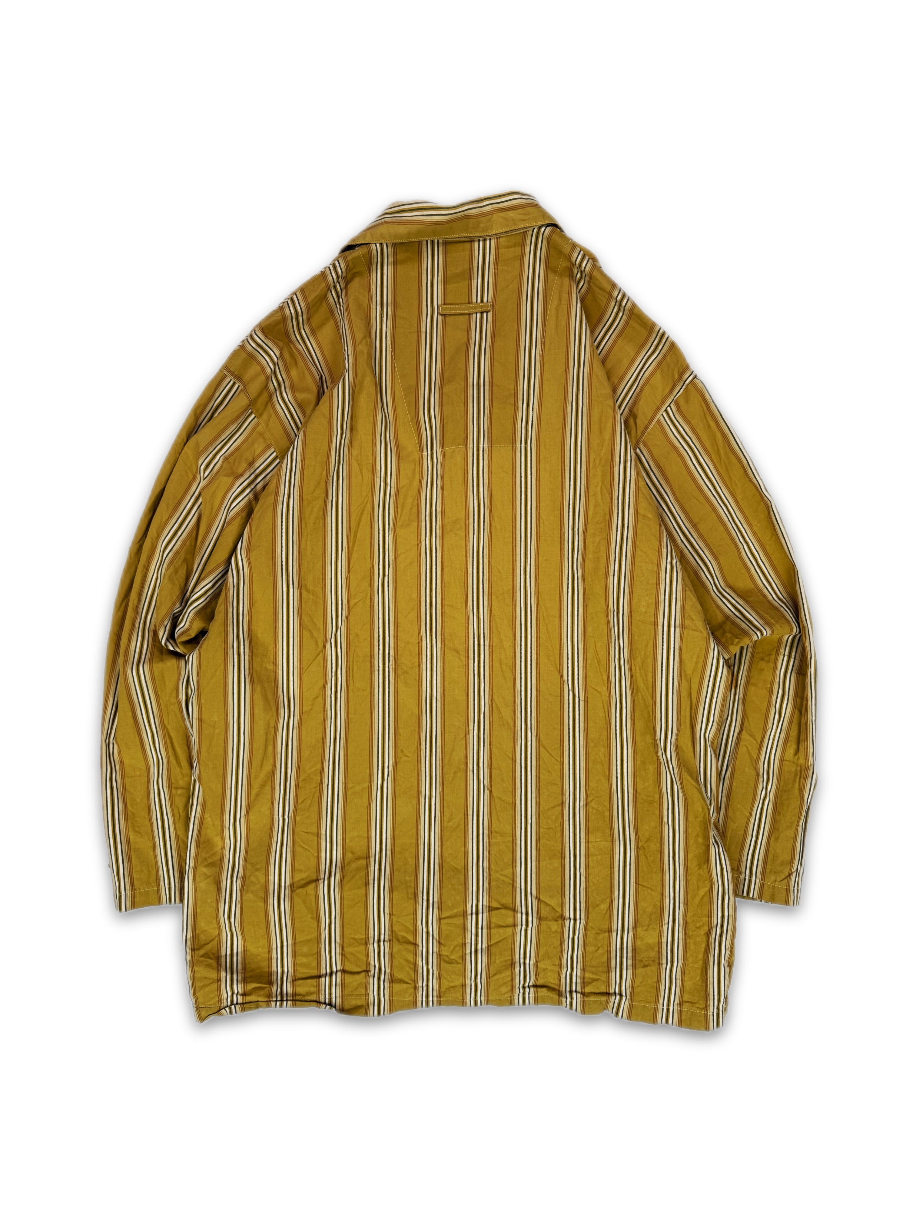 90s Jean Paul Gaultier Homme Yellow Pinstripe Embroidered Shirt
