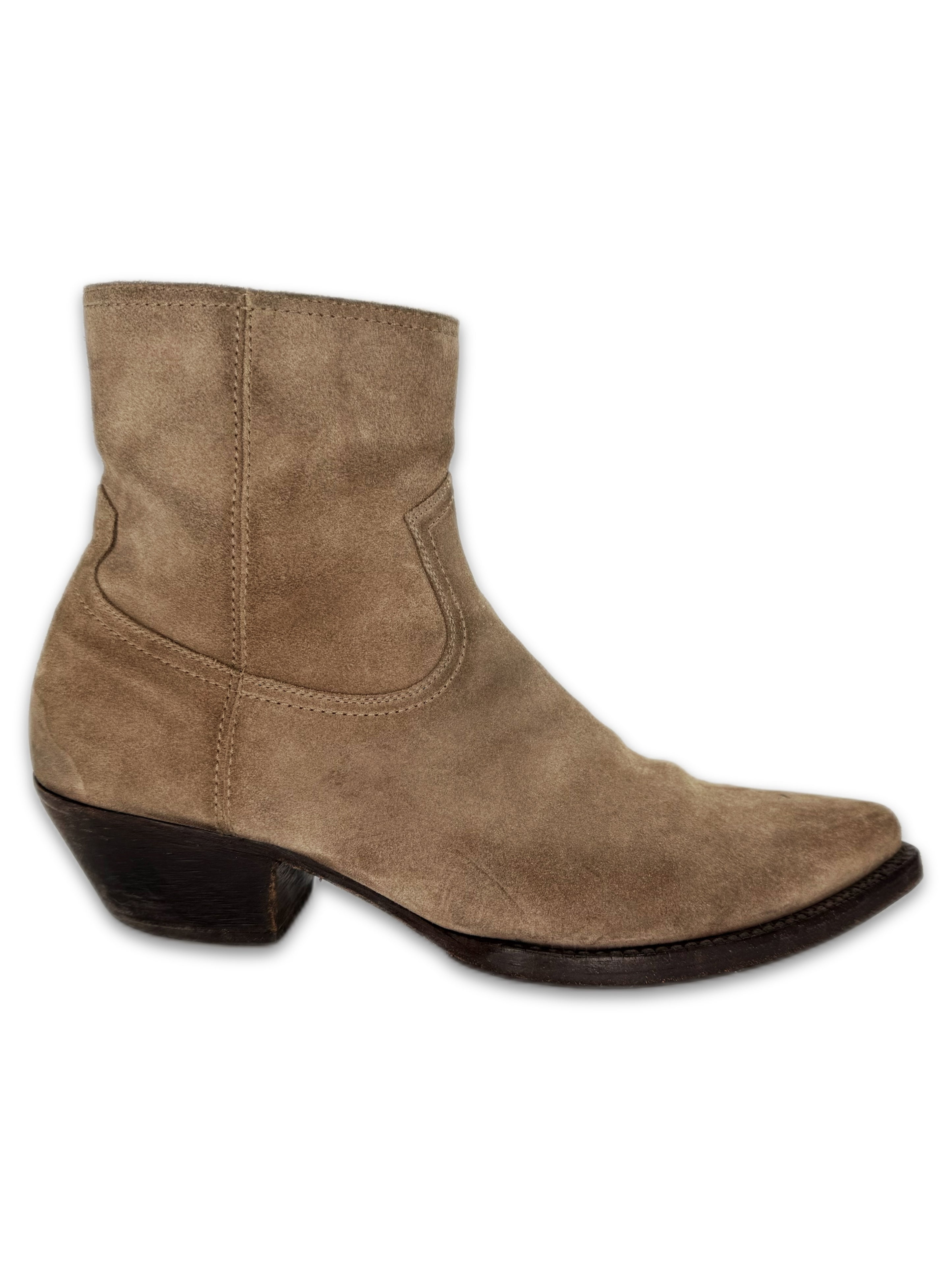Saint Laurent Paris Suede Beige ‘Wyatt’ Side-zip Boots