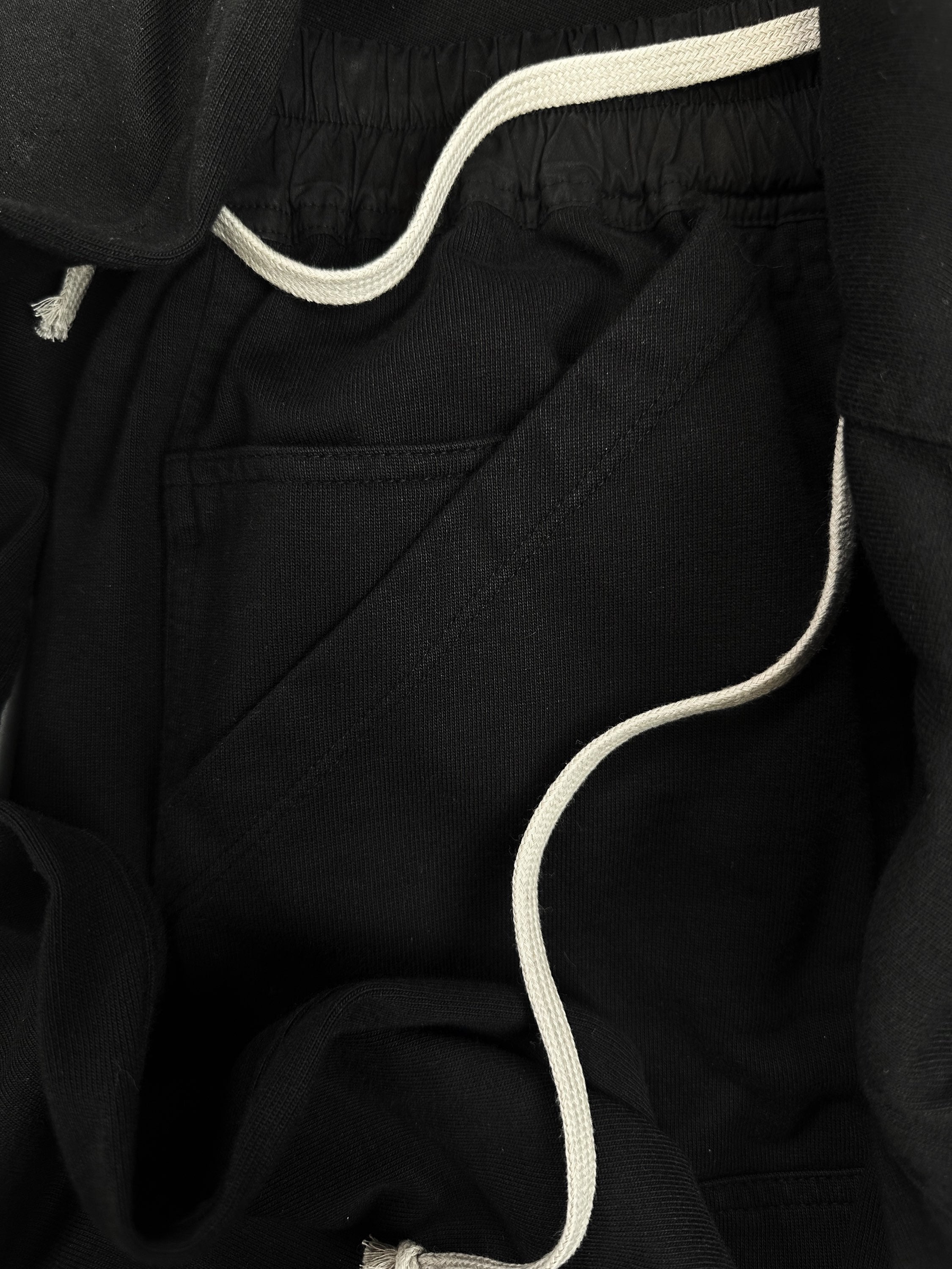 Rick Owens Black Drop Crotch Heavy Weight Cropped Pants