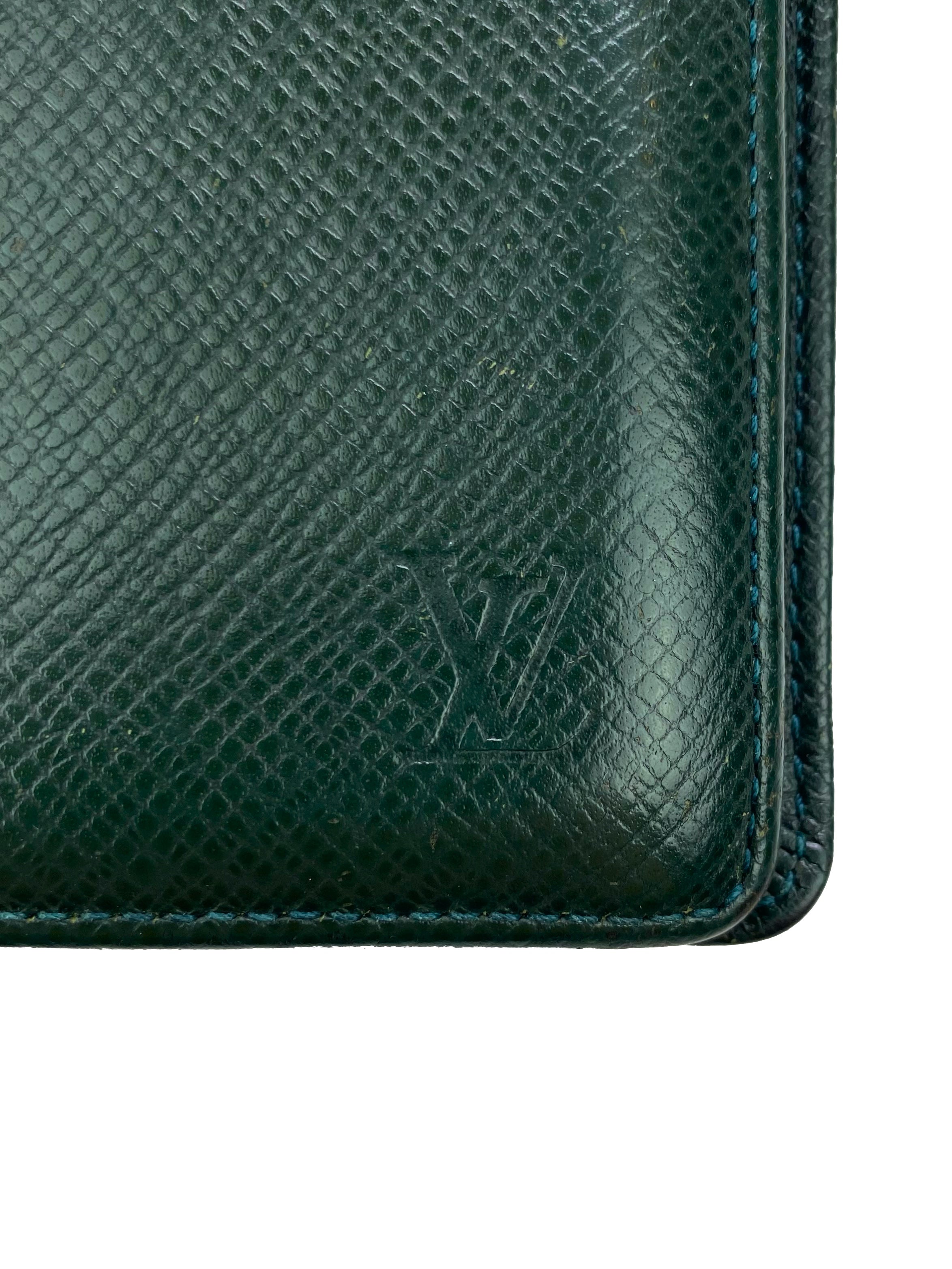 Louis Vuitton Forest Green Embossed Bifold Wallet