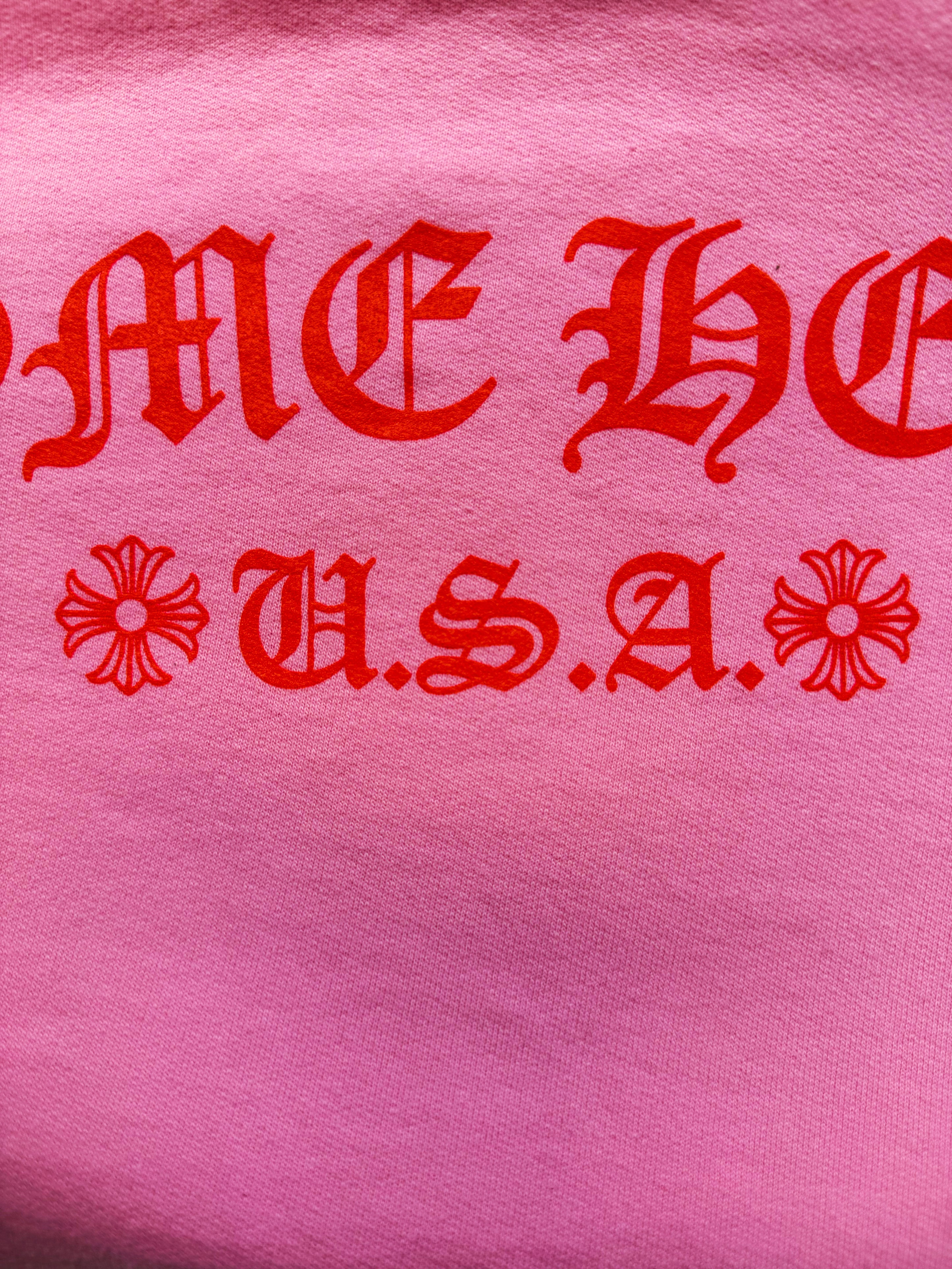 Chrome Hearts U.S.A Pink T Bar Logo Heavy Weight Hoodie