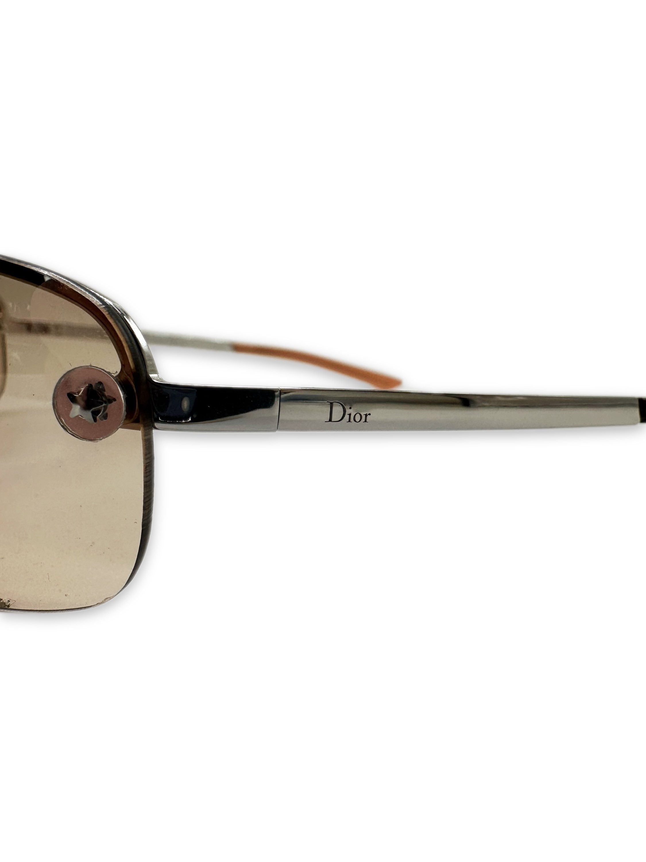 00s Dior ‘Star’ Motif Warm Tint Rimless Sunglasses