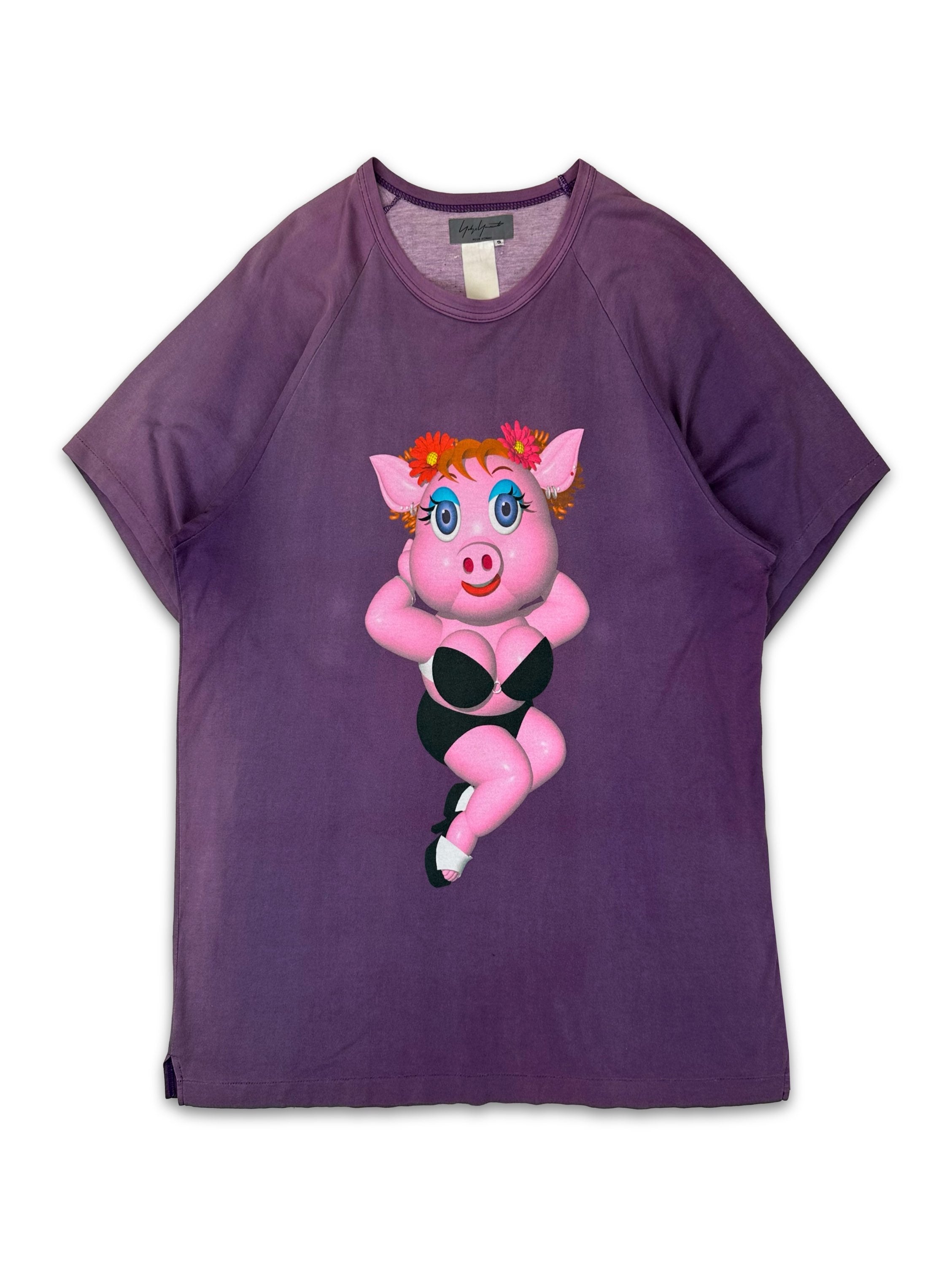 SS02 YOHJI YAMAMOTO 'SAEKO PIG' RAVE LSD GRAPHIC PURPLE T-SHIRT