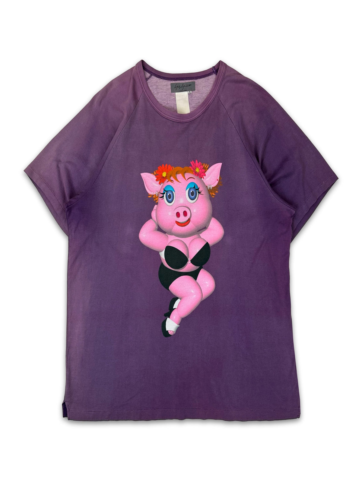 SS02 Yohji Yamamoto ‘Saeko Pig’ Rave LSD Graphic Purple T-Shirt