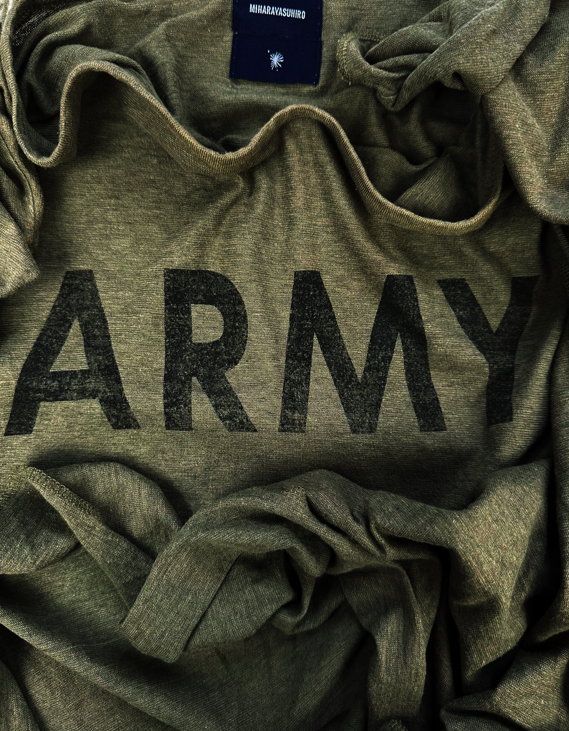Mihara Yasuhiro Unhemmed Olive Green Army T-Shirt