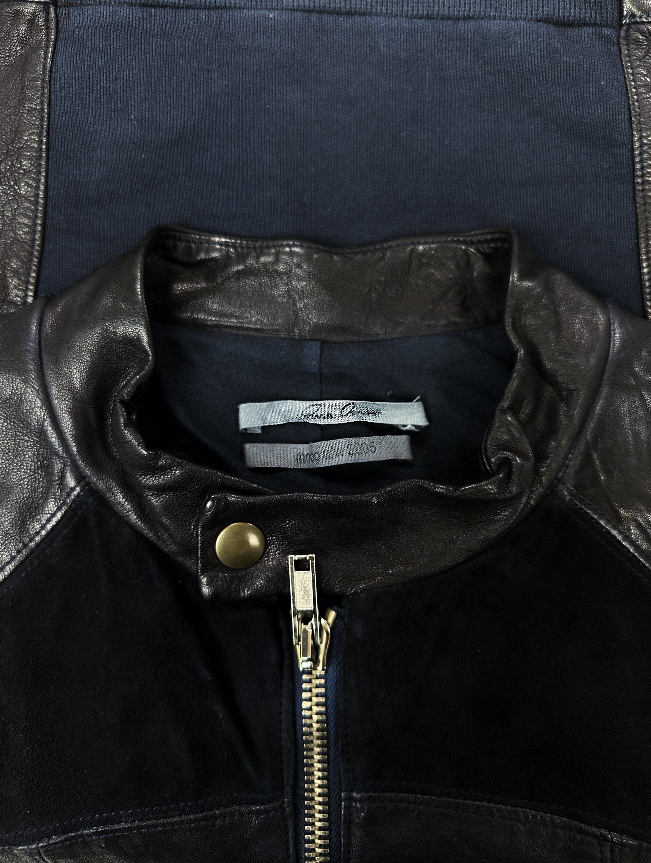 AW05 Rick Owens ‘Moog’ Panelled Calfskin Leather Moto Jacket
