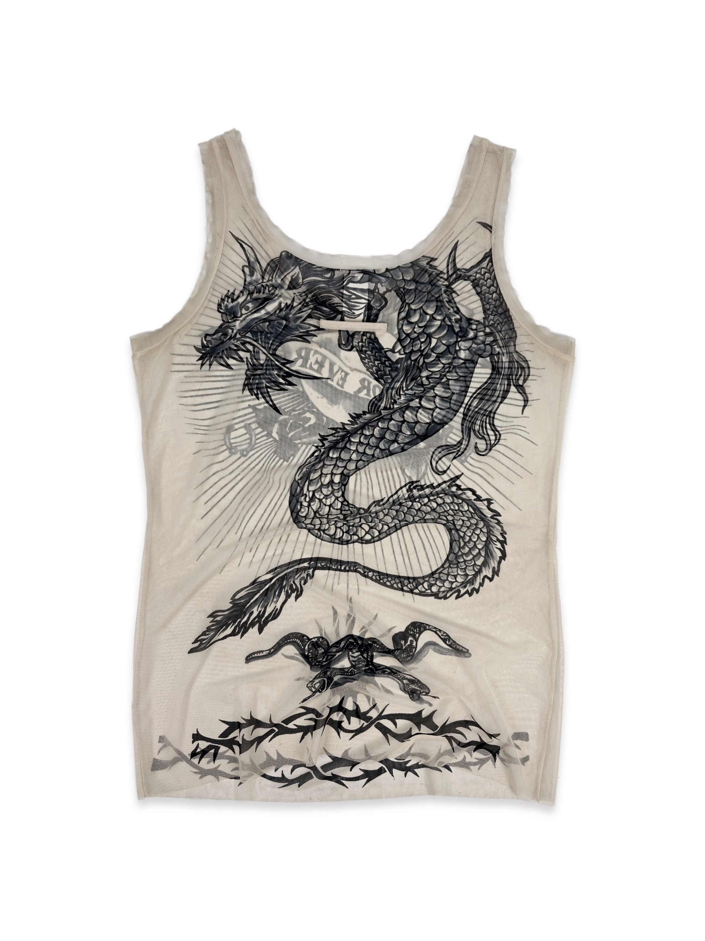 SS96 Jean Paul Gaultier ‘Safe Sex Forever’ Mesh Tattoo Tank-top