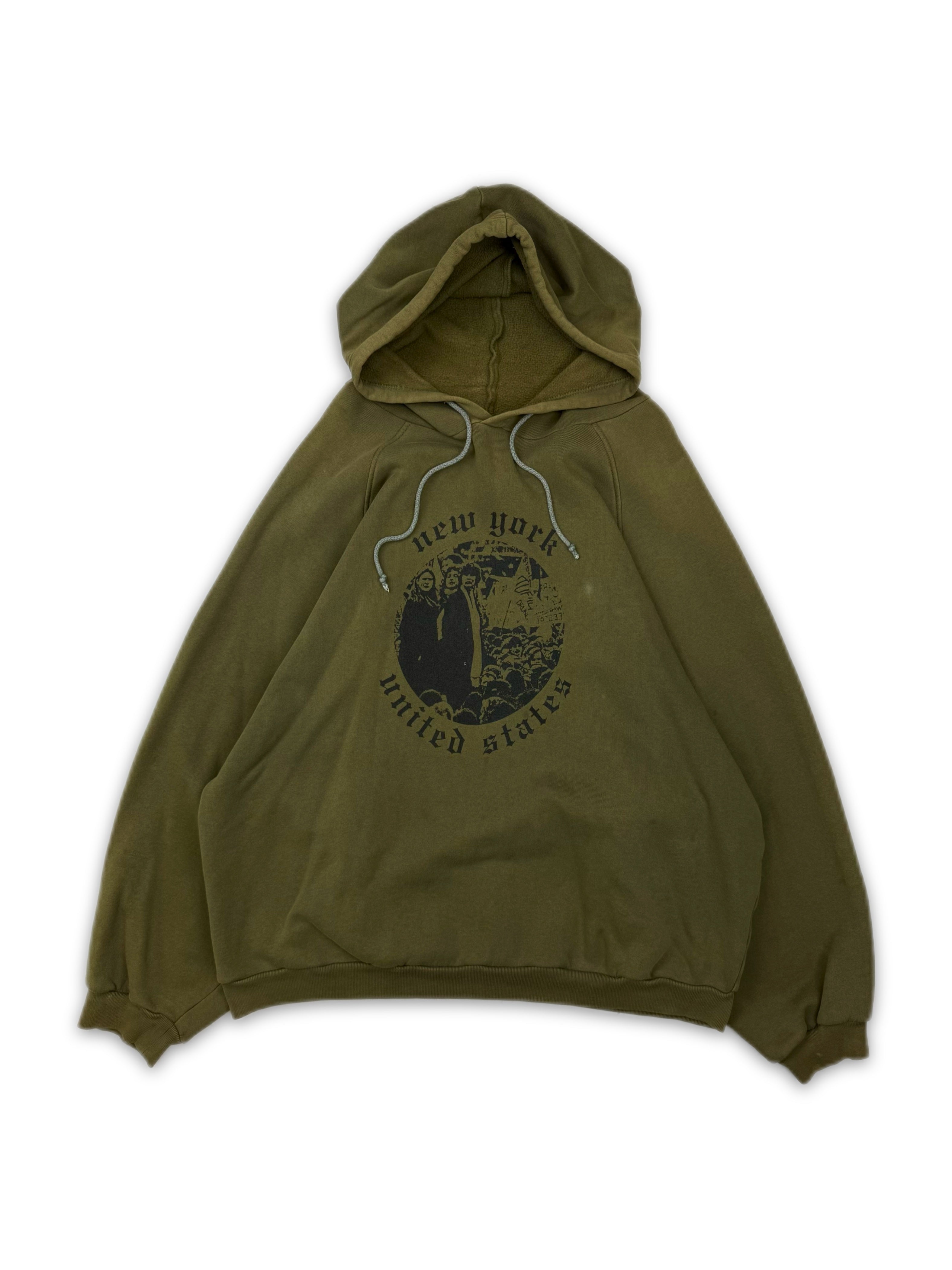 AW01 Raf Simons Riot Riot Riot ‘New York’ Olive OS Hoodie