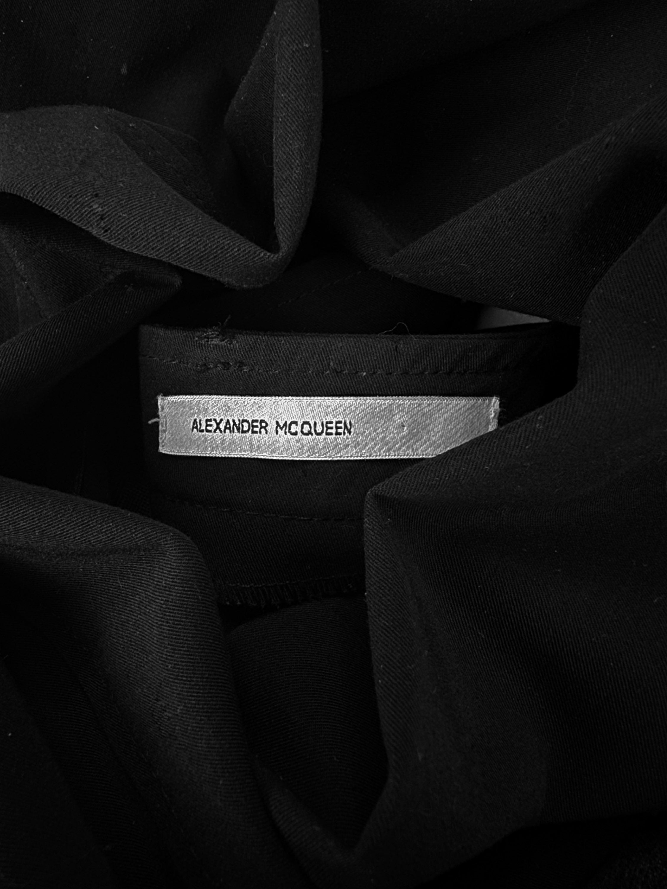 90s Alexander McQueen Black Slim Cut Darting Trousers