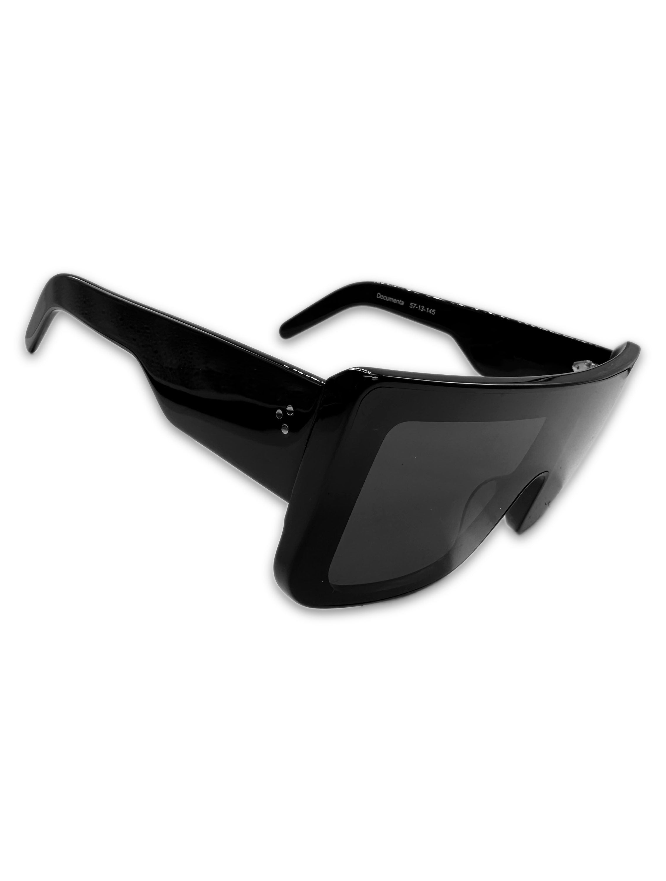 Rick Owens ‘Phleg’ Square Black Glossy Sunglasses