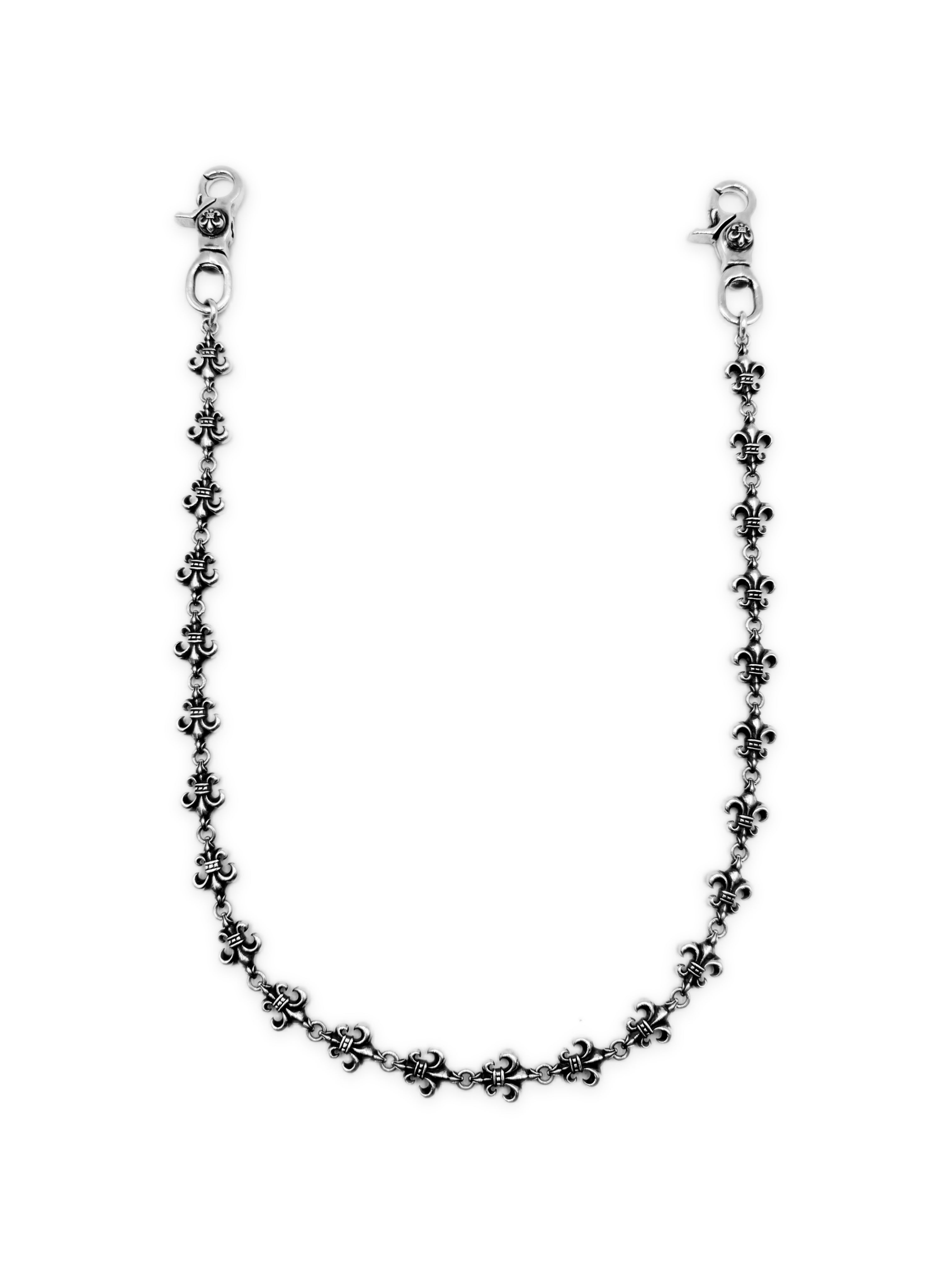 Chrome Hearts 30 in Fleur de Lis .925 Silver Double Lobster Clasp Wallet Chain