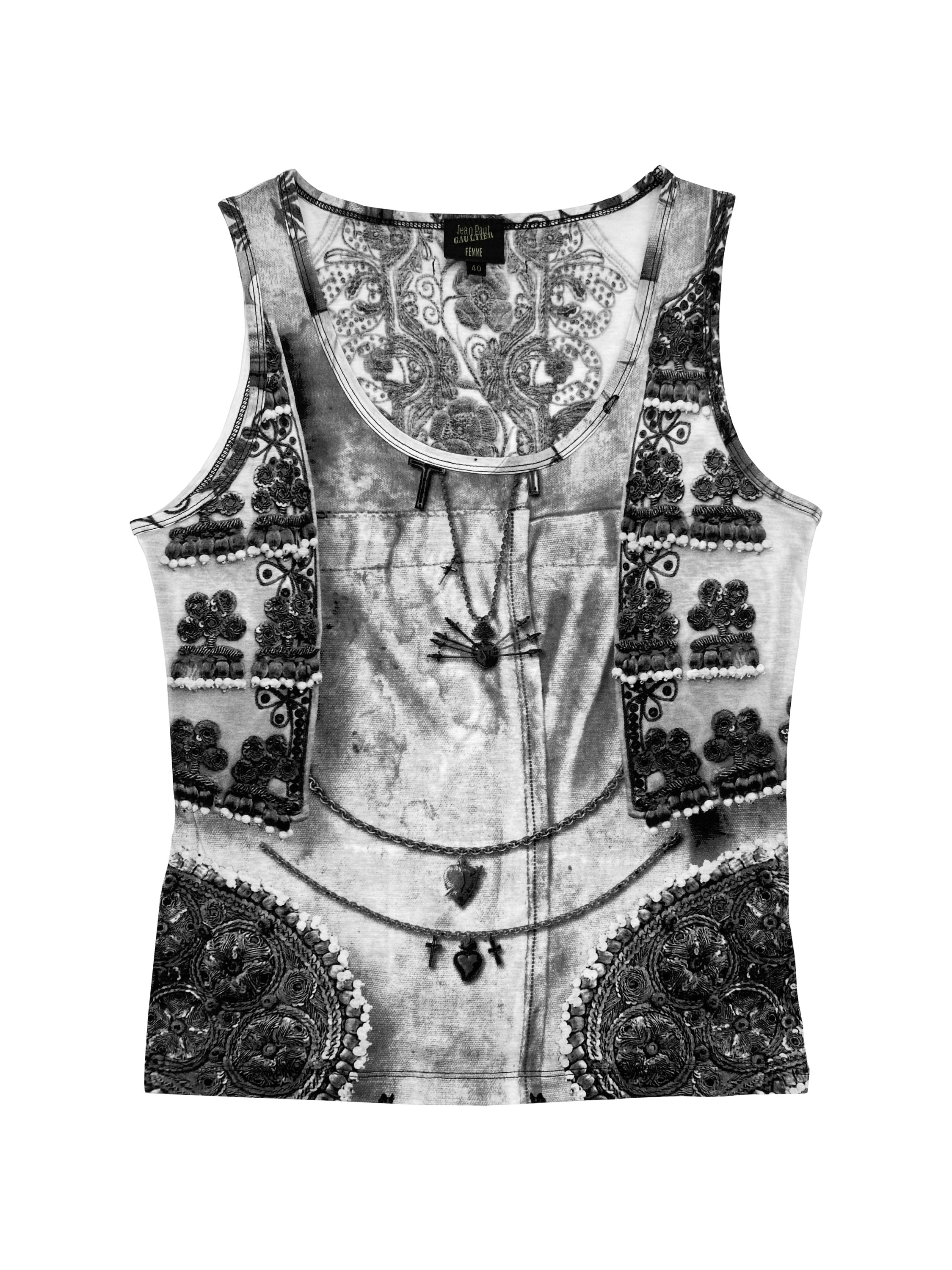 90’s Jean Paul Gaultier Trompe L’Oeil Chained Flora Tank Top