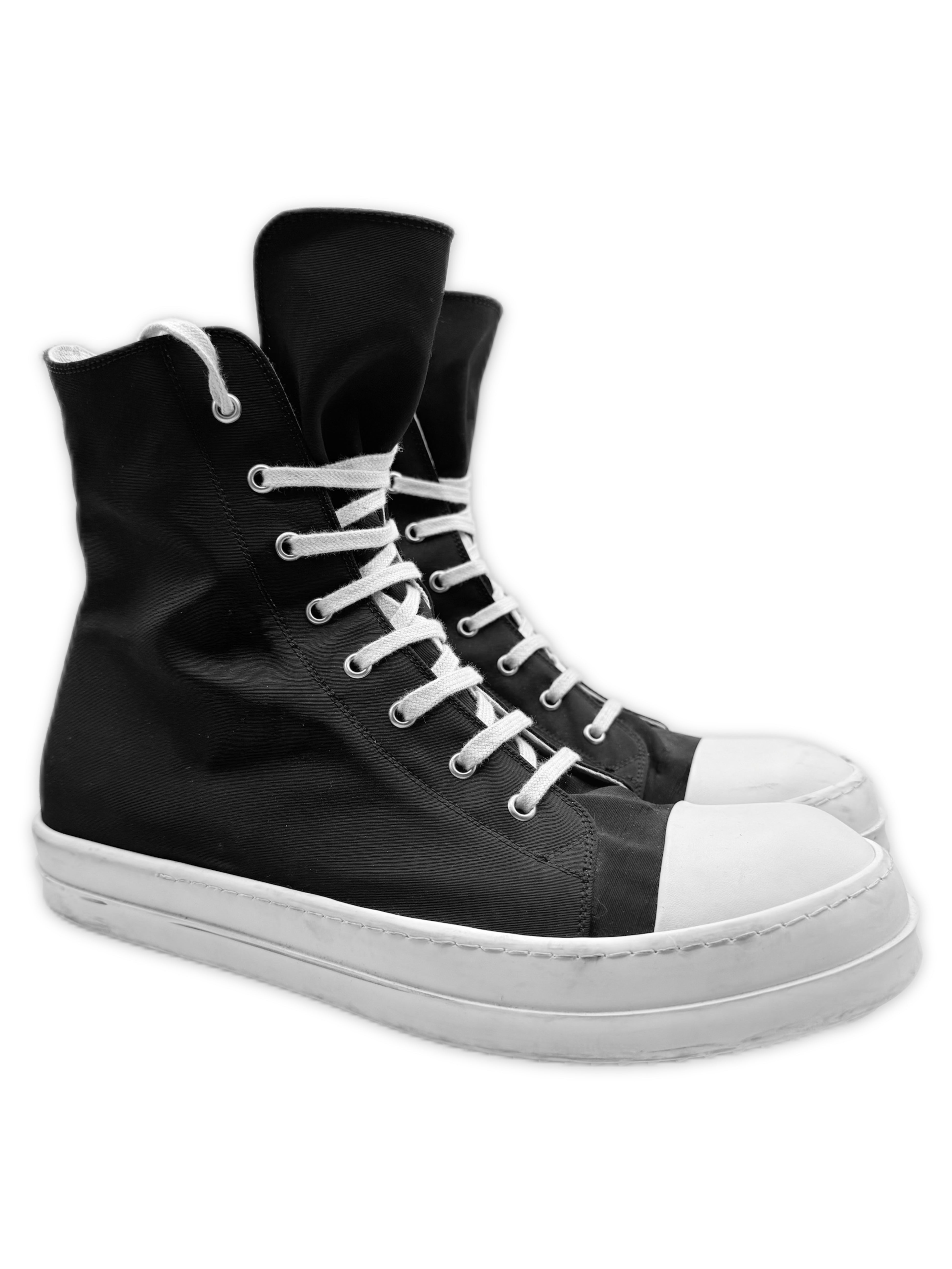 Rick Owens Black Hi-top Canvas Side Zip Ramones Sneakers