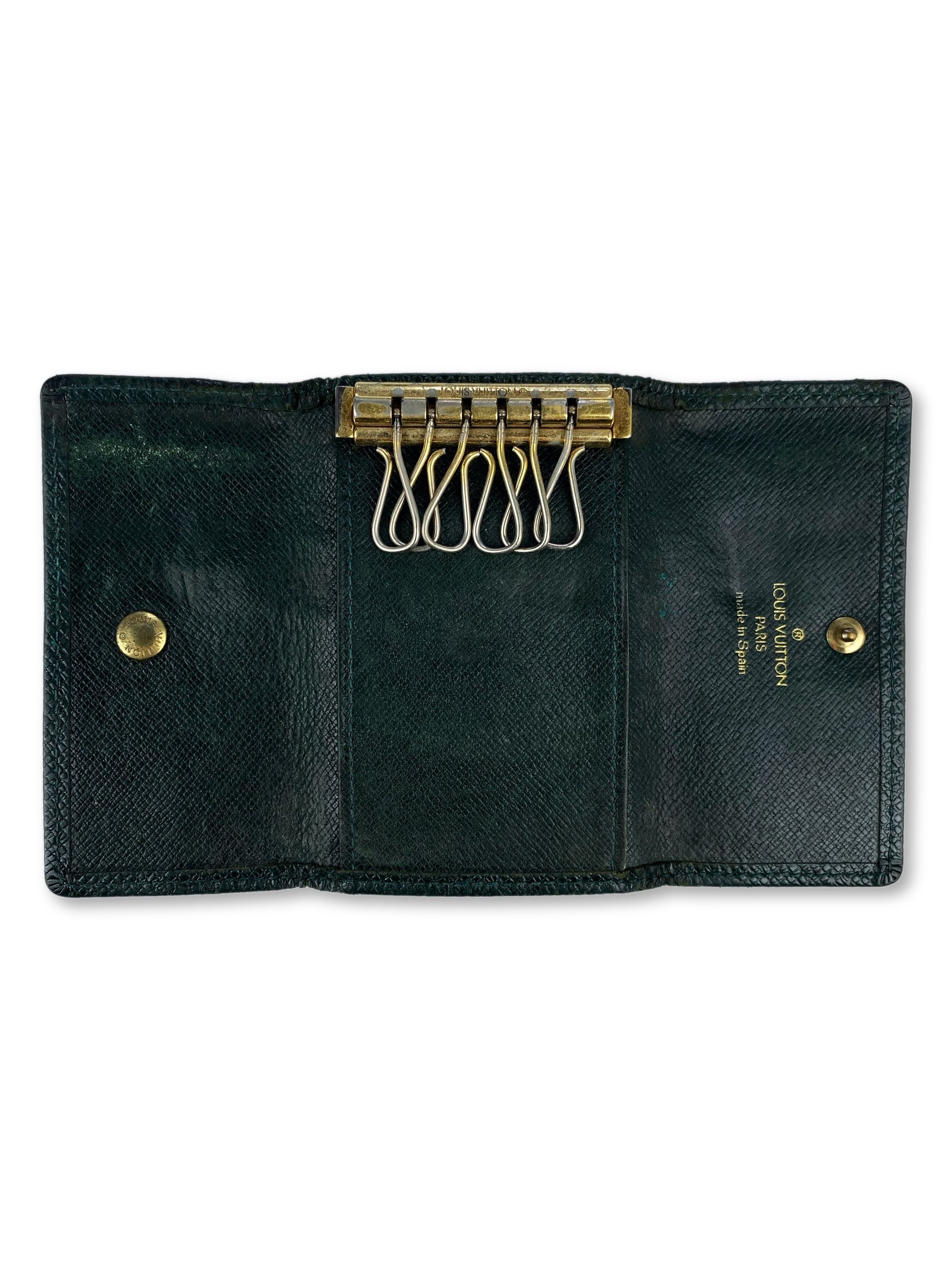Louis Vuitton Forest Green Embossed LV Logo Key Holder
