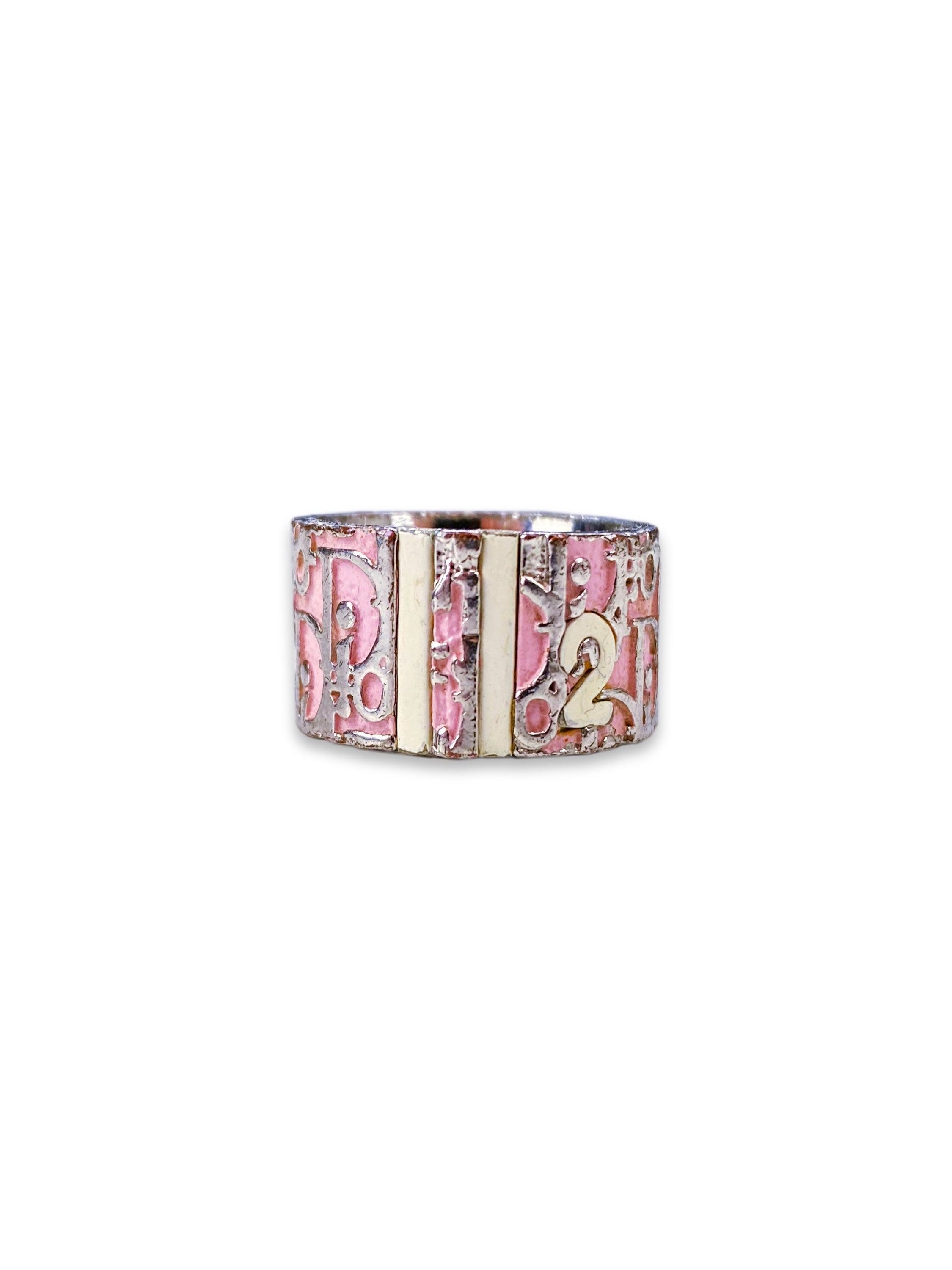 00s Dior ‘2’ Hot Pink Trotter Monogram Ring