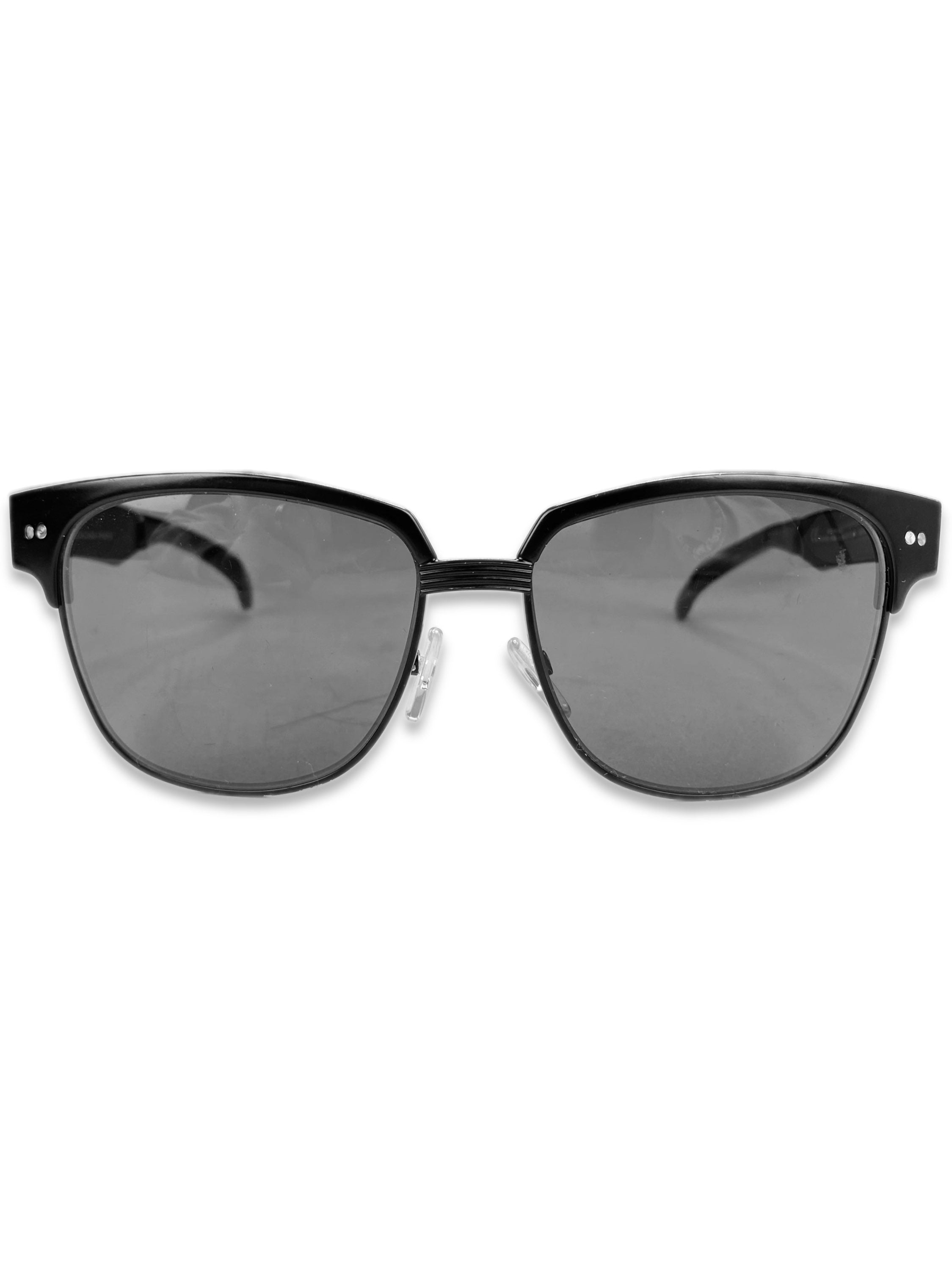 Balenciaga Black Tint Metallic Ombré Clubmaster Sunglasses