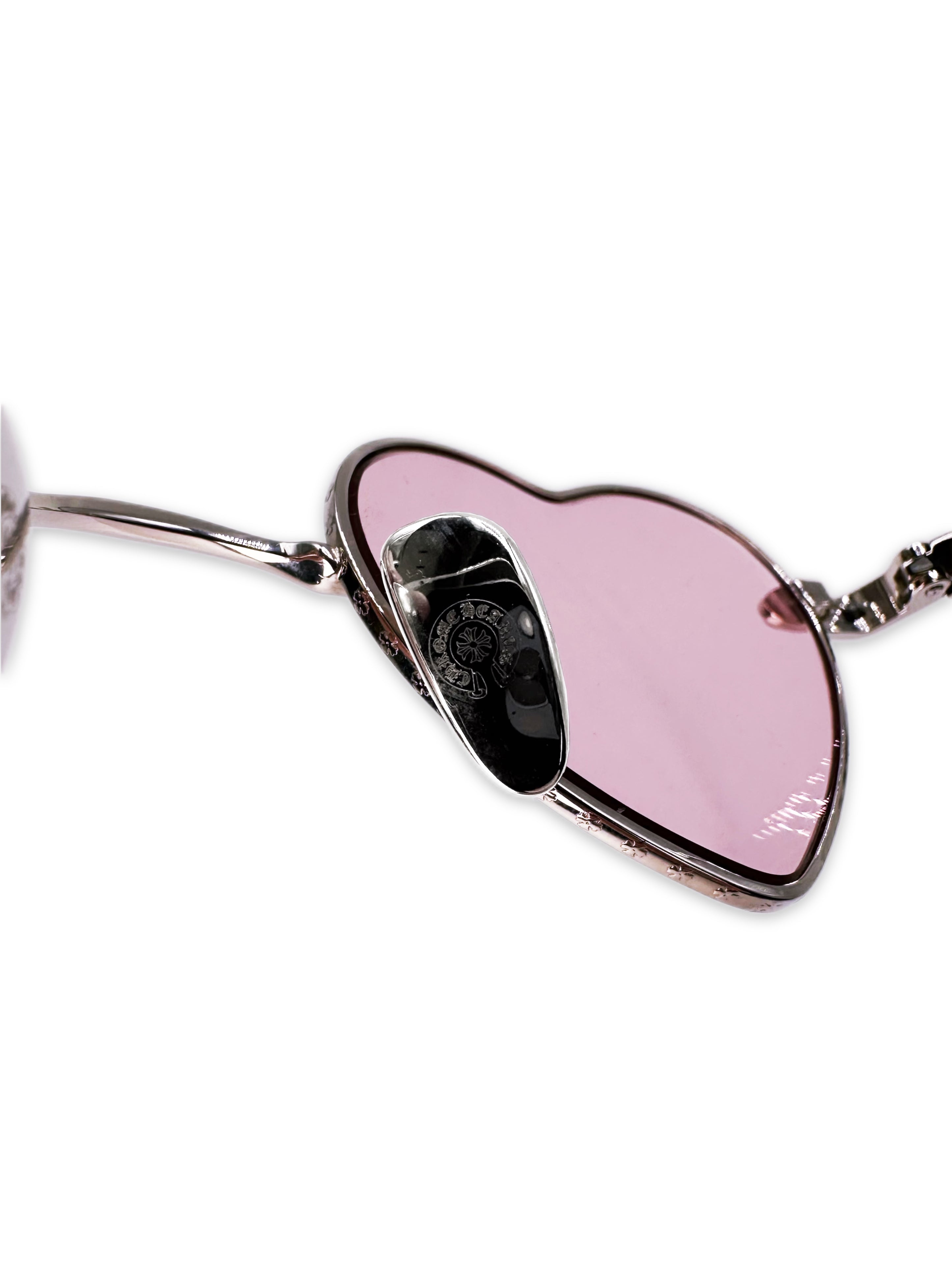 Chrome Hearts ‘Bean’ Pink Tint Heart Sunglasses + Cheetah Case