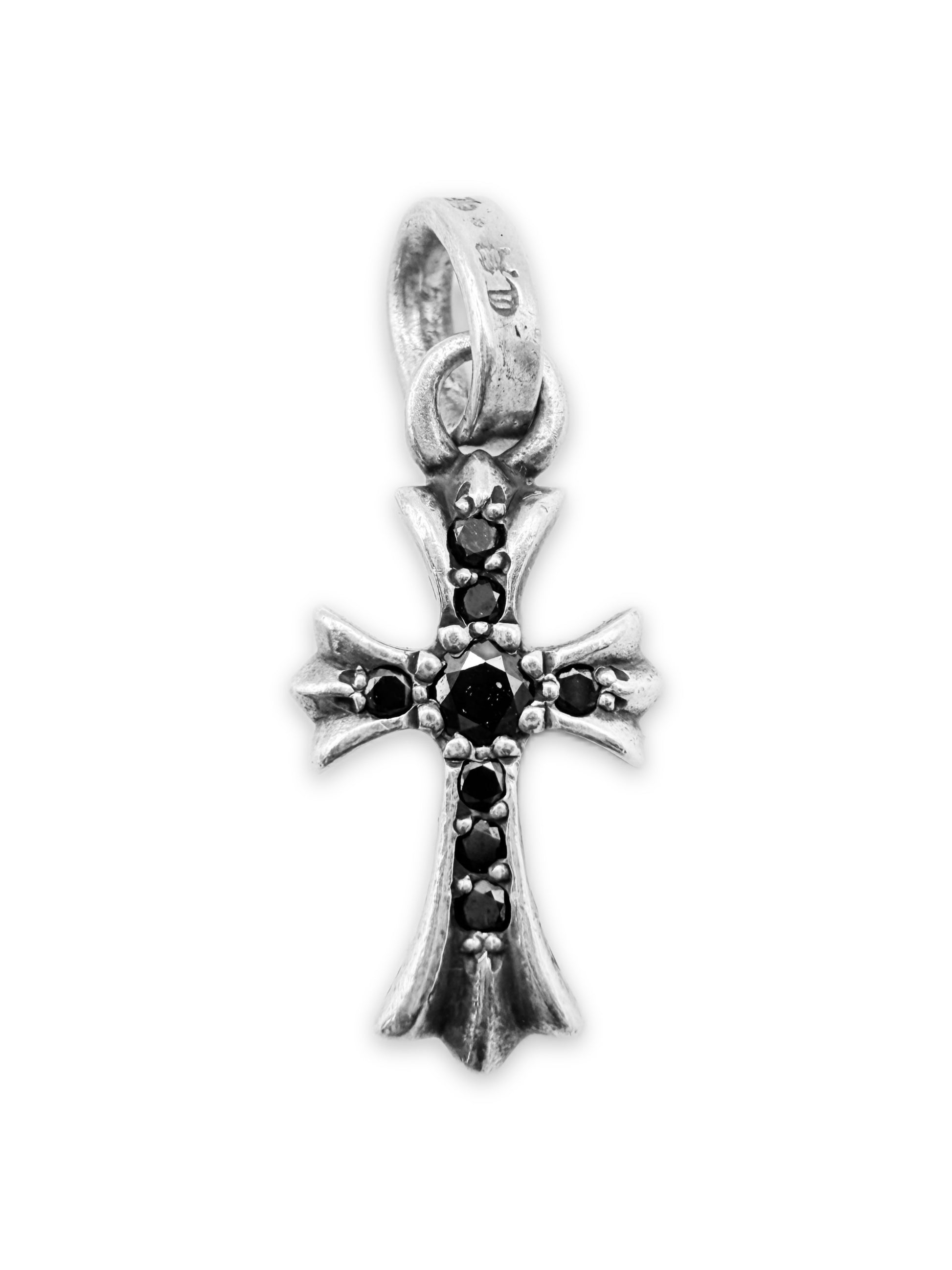 Chrome Hearts Black Diamond Factory Set Baby Fat Cross Pendant