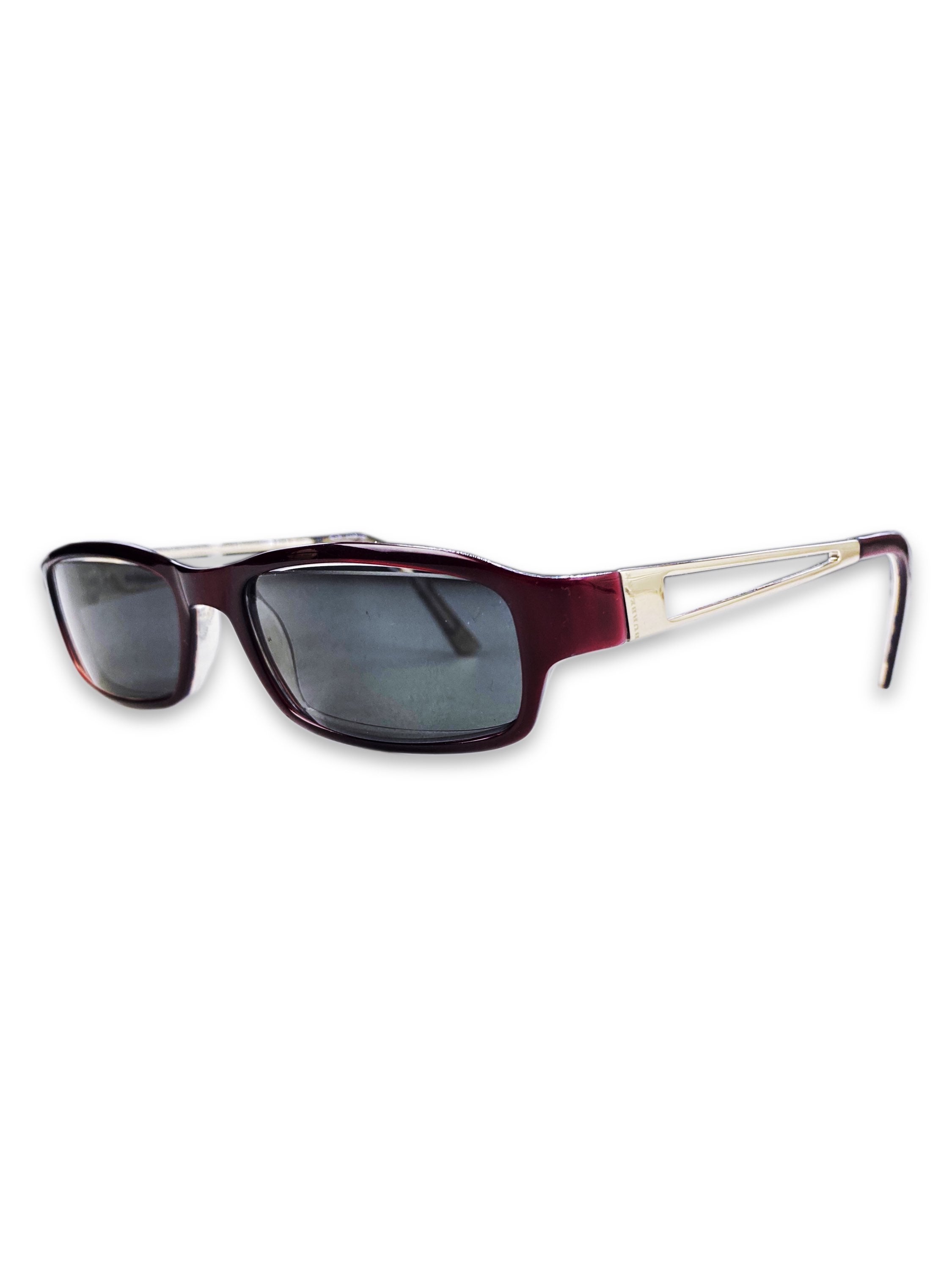 Burberry Cut Out Blue Tint Square Frame Etched Sunglasses