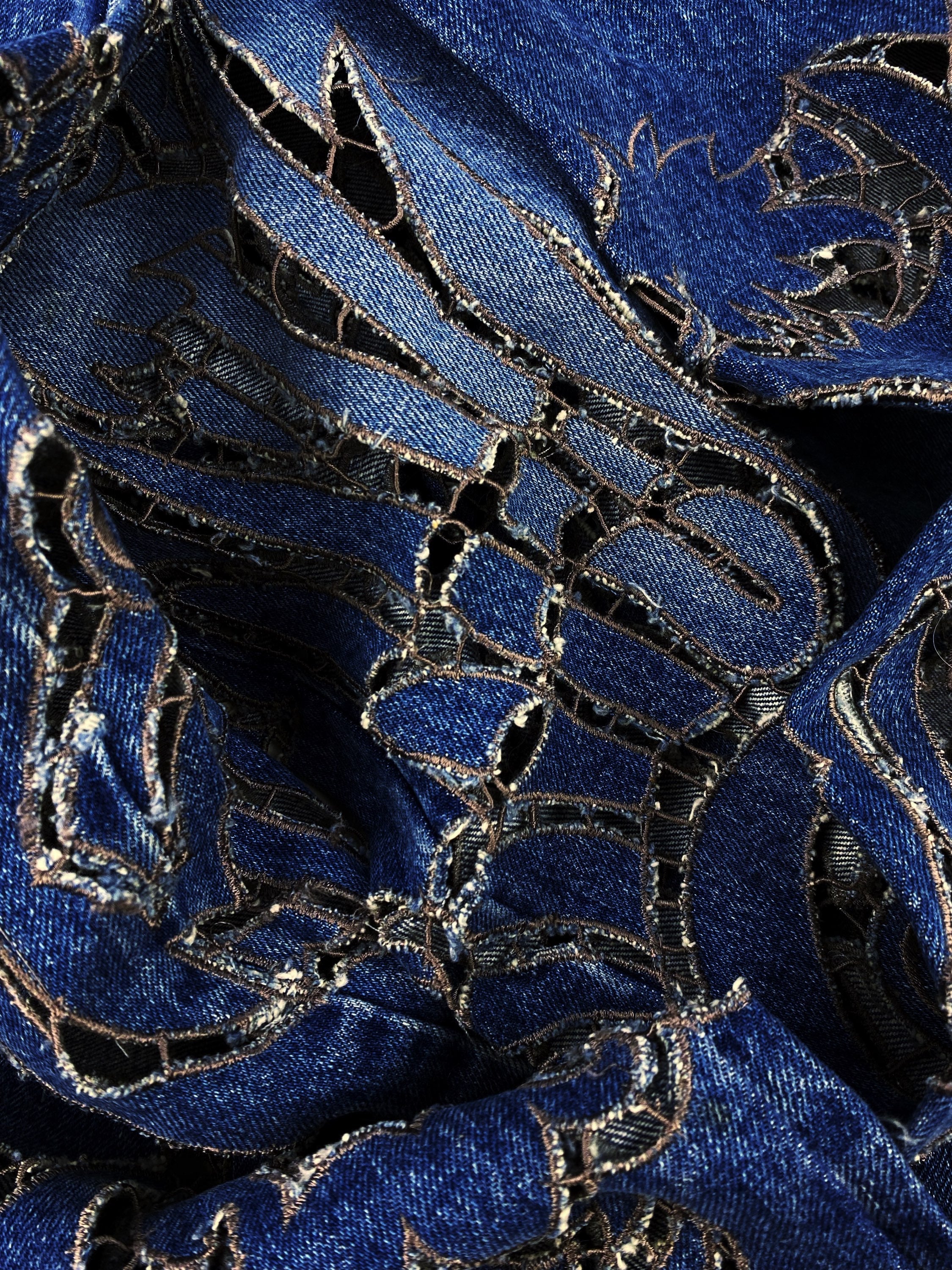 SS01 Roberto Cavalli ‘Laser Cut’ Embroidered Tribal Denim