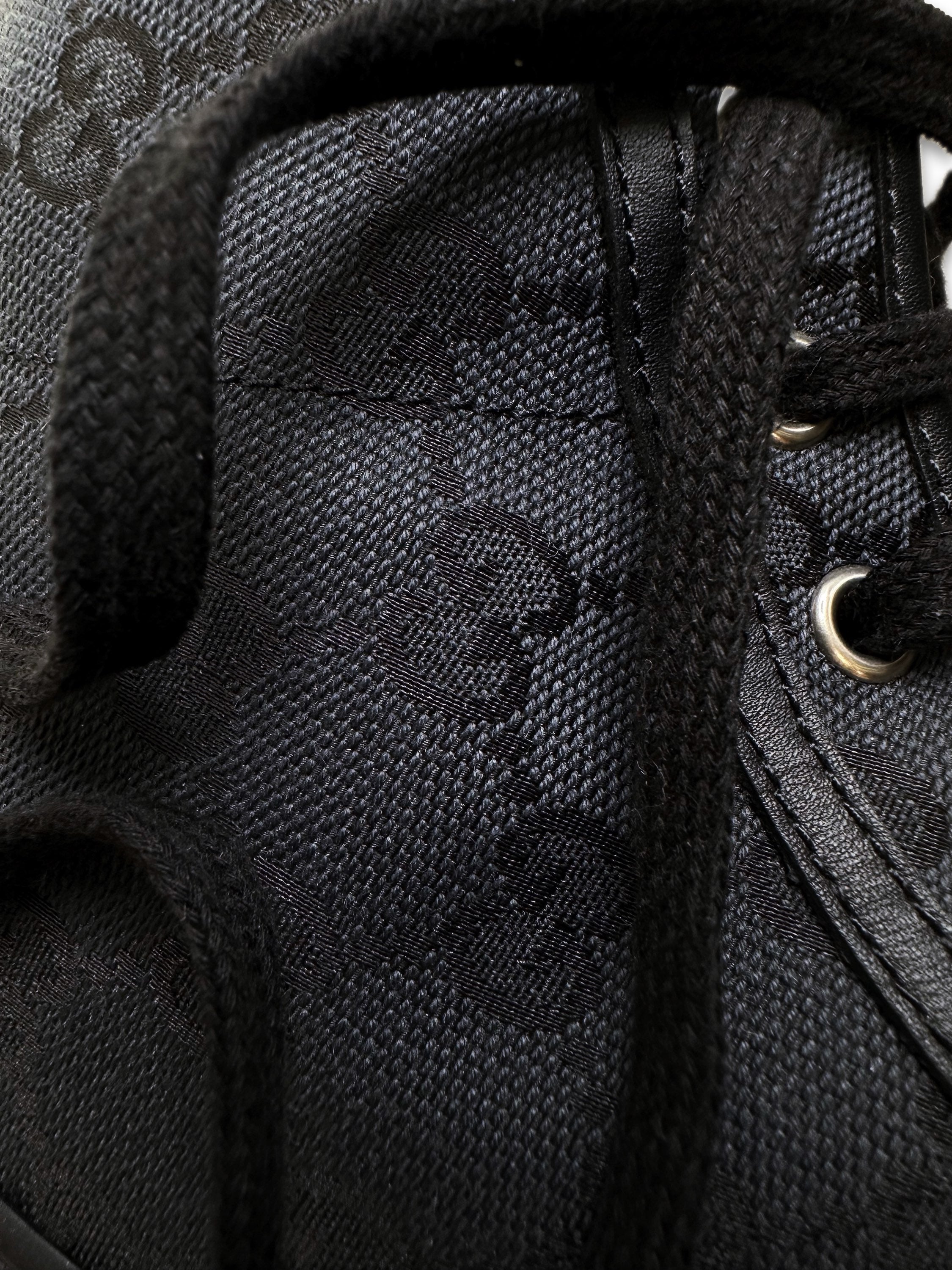 Gucci ‘GG’ Monogram Black Leather Hi-top Sneakers