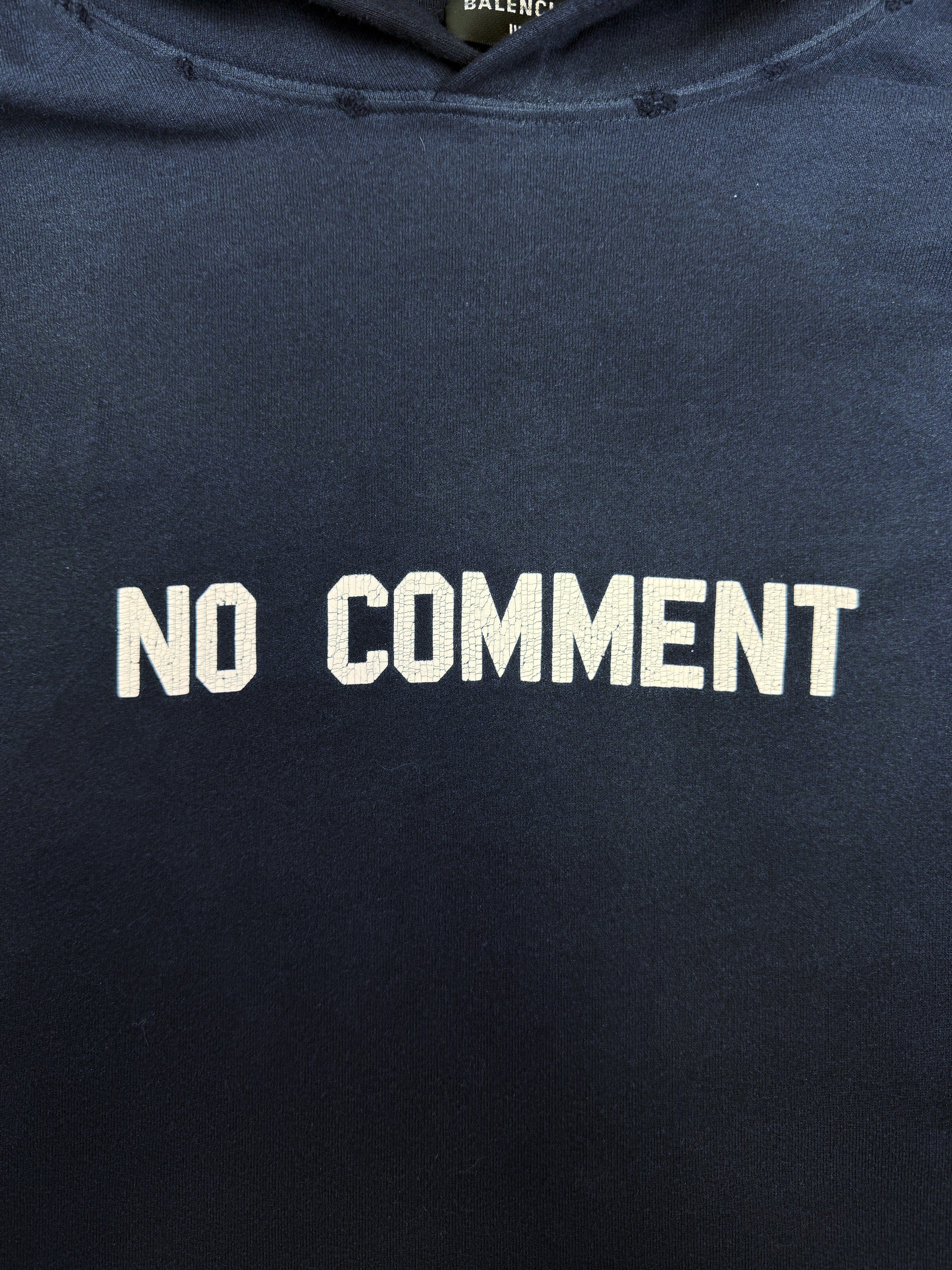 SS22 Balenciaga ‘No Comment’ Distressed Slogan Faded Hoodie