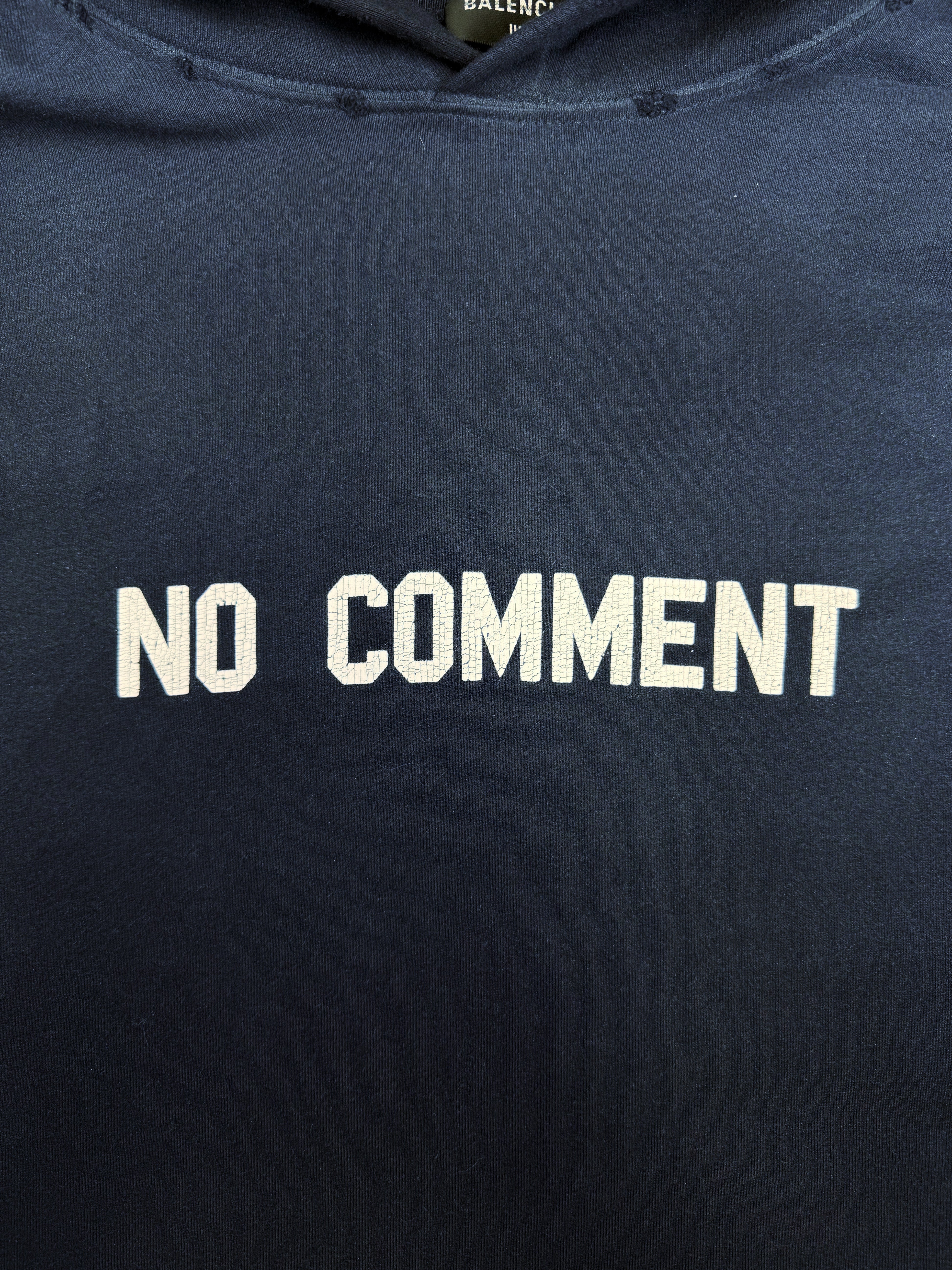 SS22 Balenciaga ‘No Comment’ Distressed Slogan Faded Hoodie