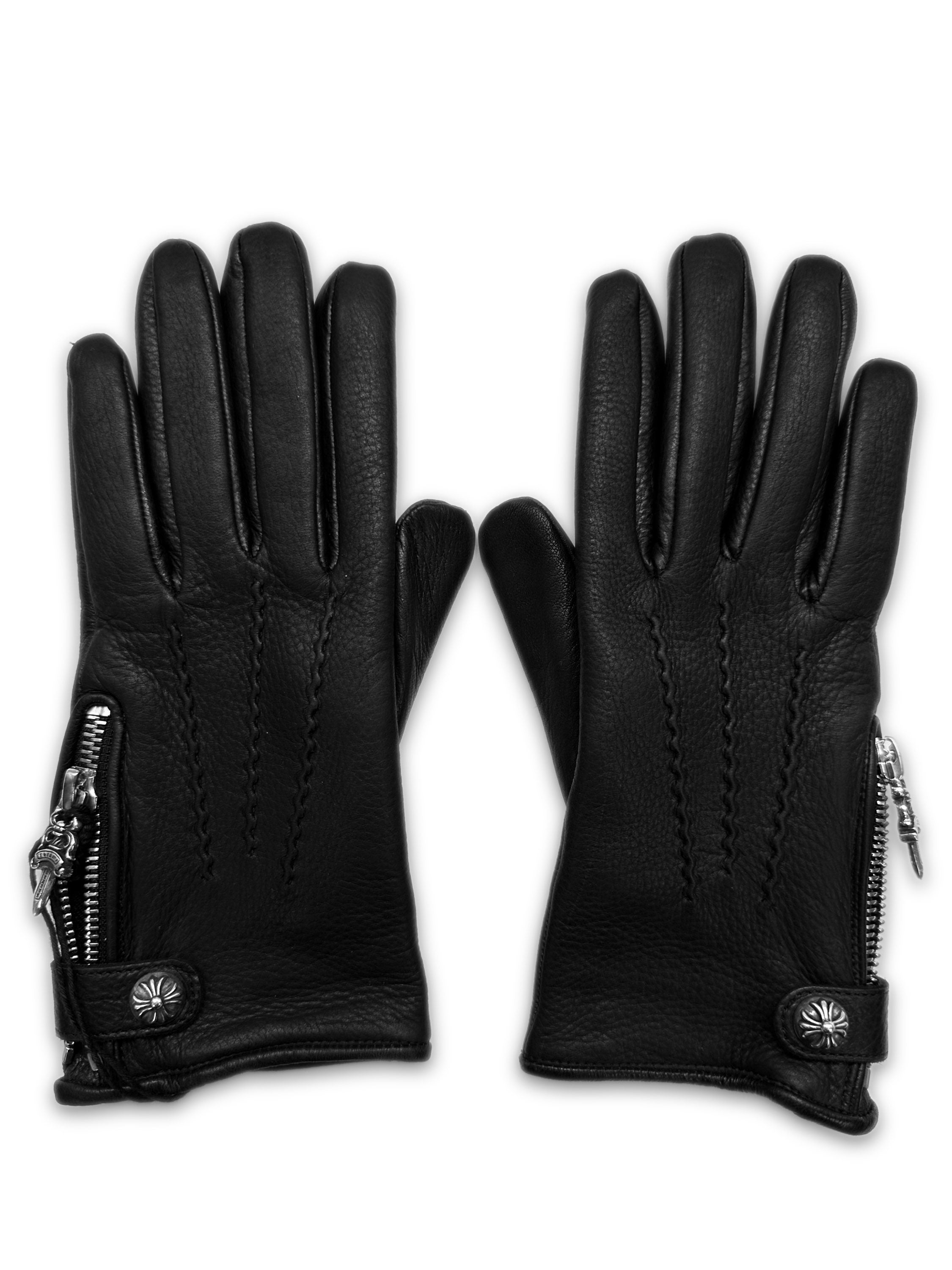 Chrome Hearts ‘Open Wound’ Dagger Cashmere Lined Leather Gloves
