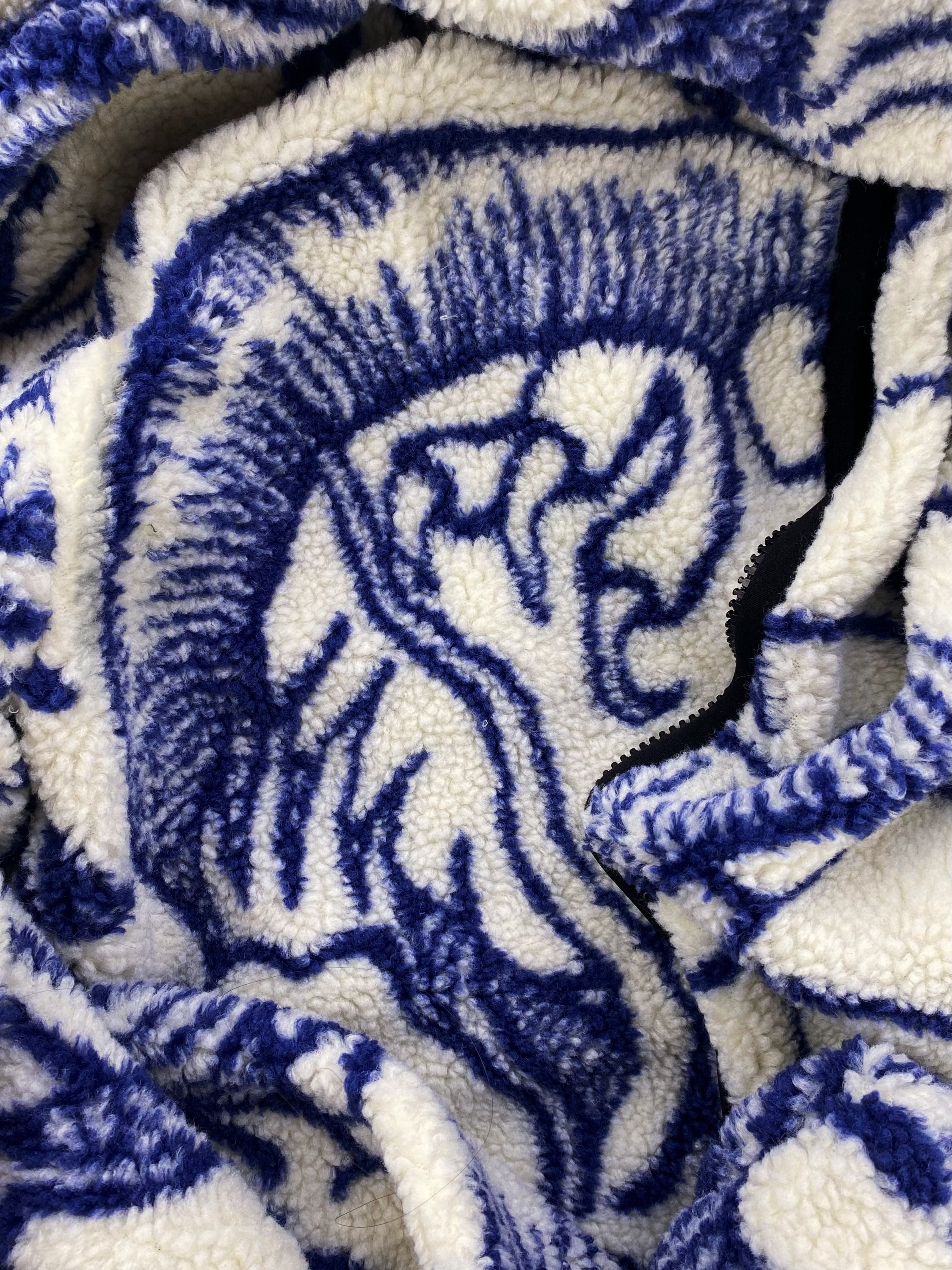 AW22 Stüssy ‘Dragon’ Deep Pile Baby Blue Zip-up Fleece Jacket