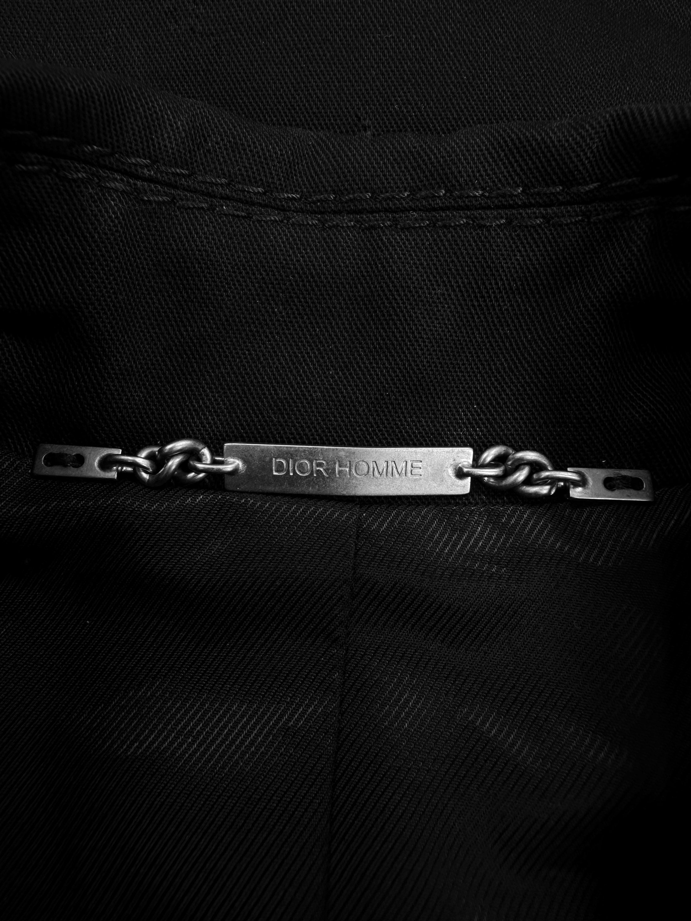 00s Dior Homme Black Full Length Belted Trench Coat