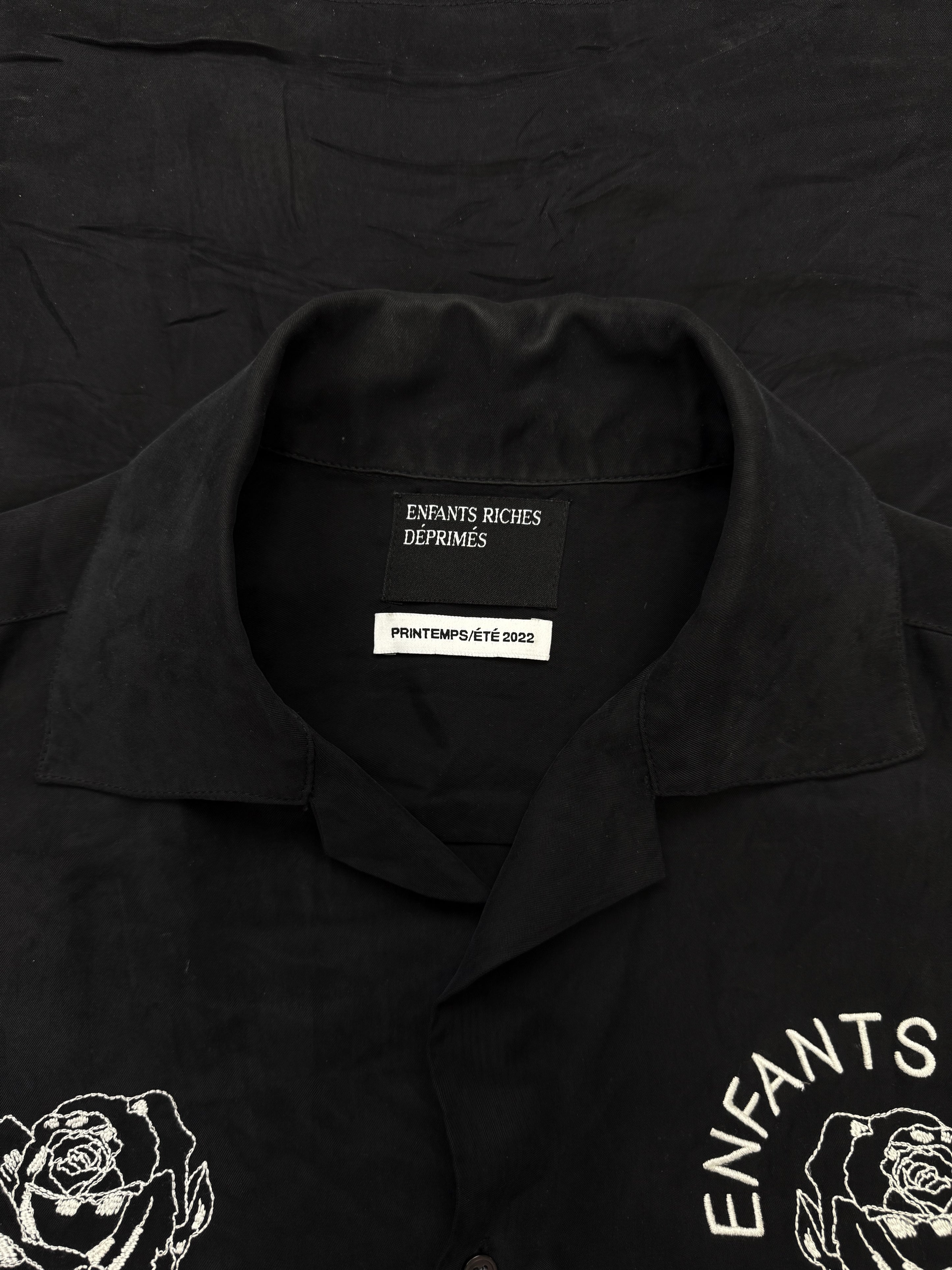 AW22 Enfants Riches Deprimes ‘Rose’ Camp Collar Black Shirt