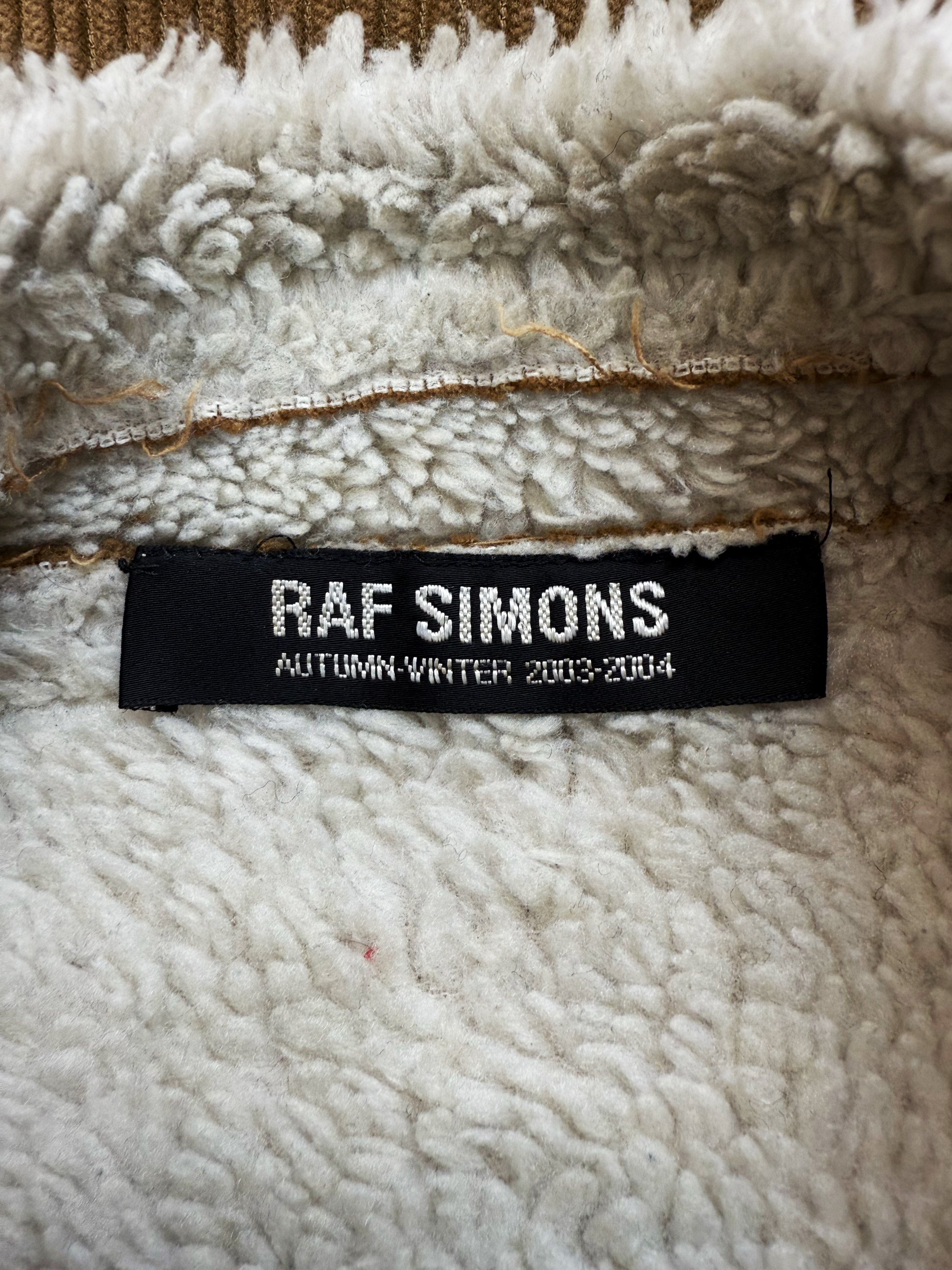 AW03 Raf Simons ‘Closer’ Shearling Lined Beige Perfecto Biker Jacket