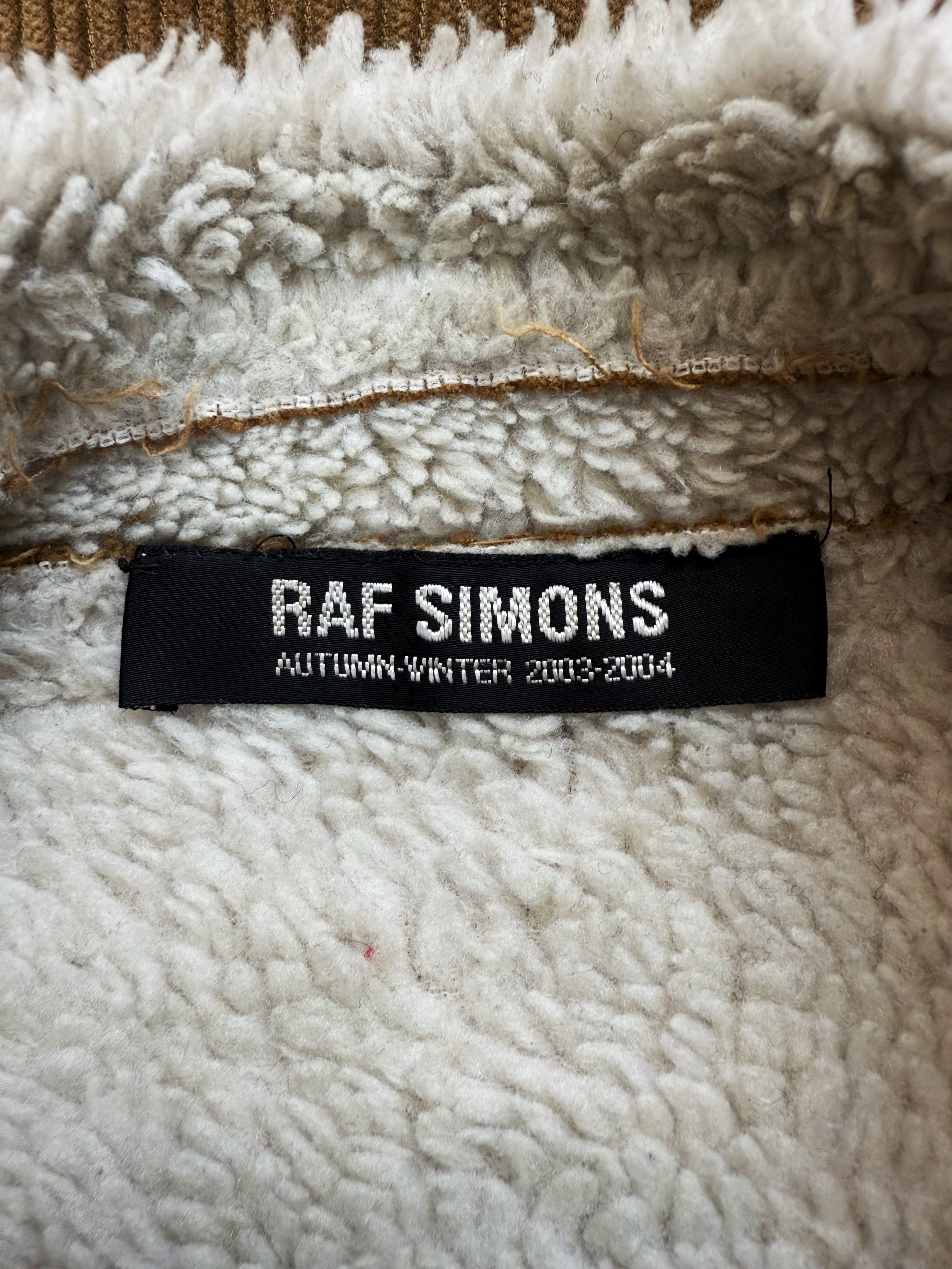 AW03 Raf Simons ‘Closer’ Shearling Lined Beige Perfecto Biker Jacket