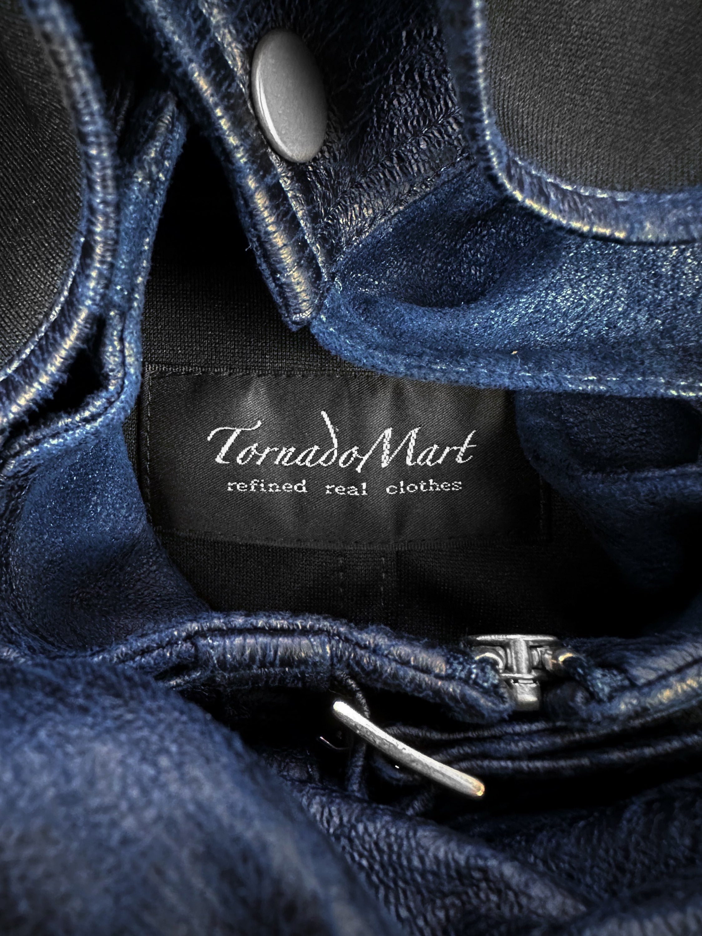 Tornado Mart Blue Gradient Multi-Zip Biker Jacket