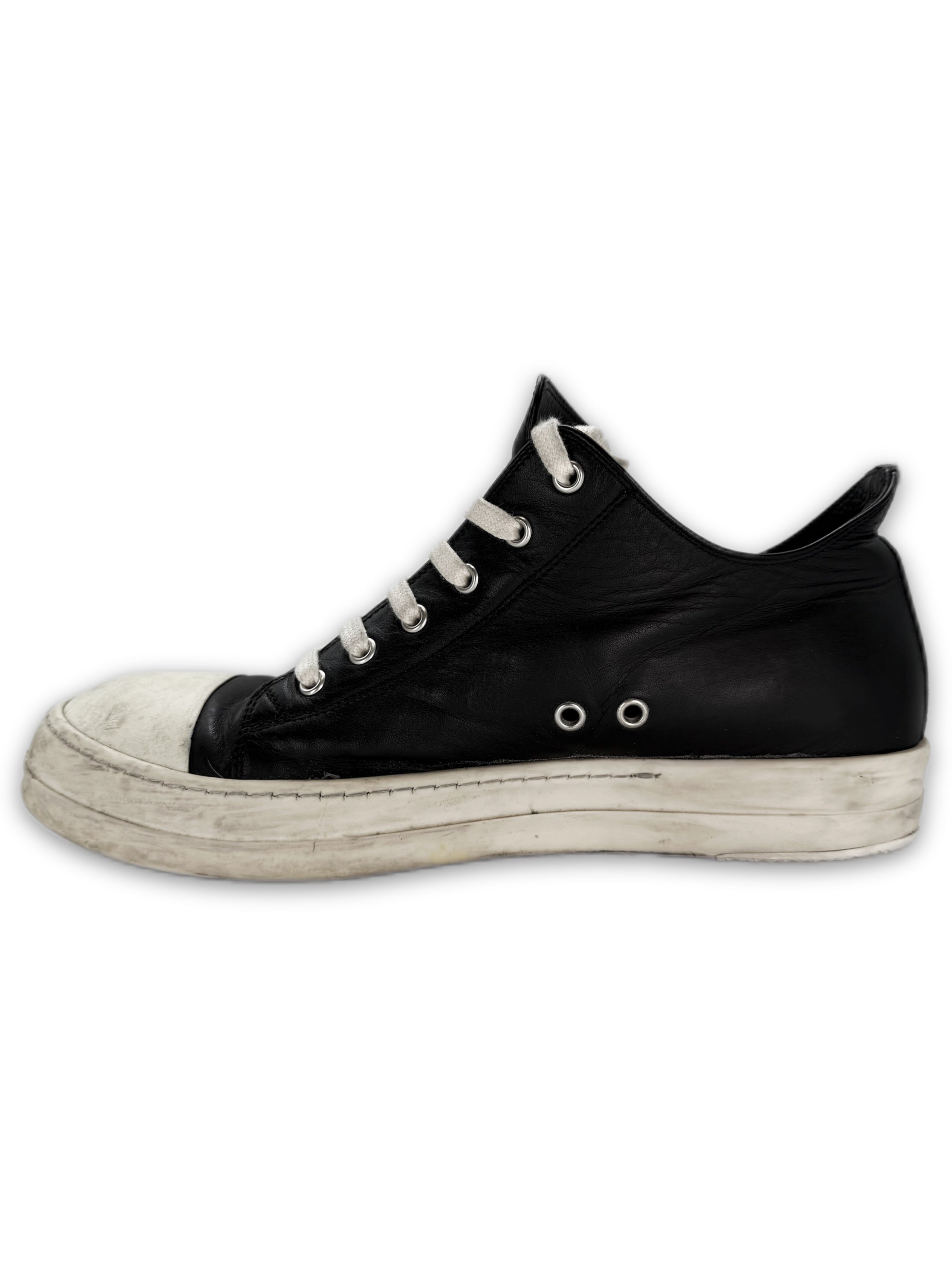 Rick Owens Black Leather ‘Ramone’ Low-top Sneakers