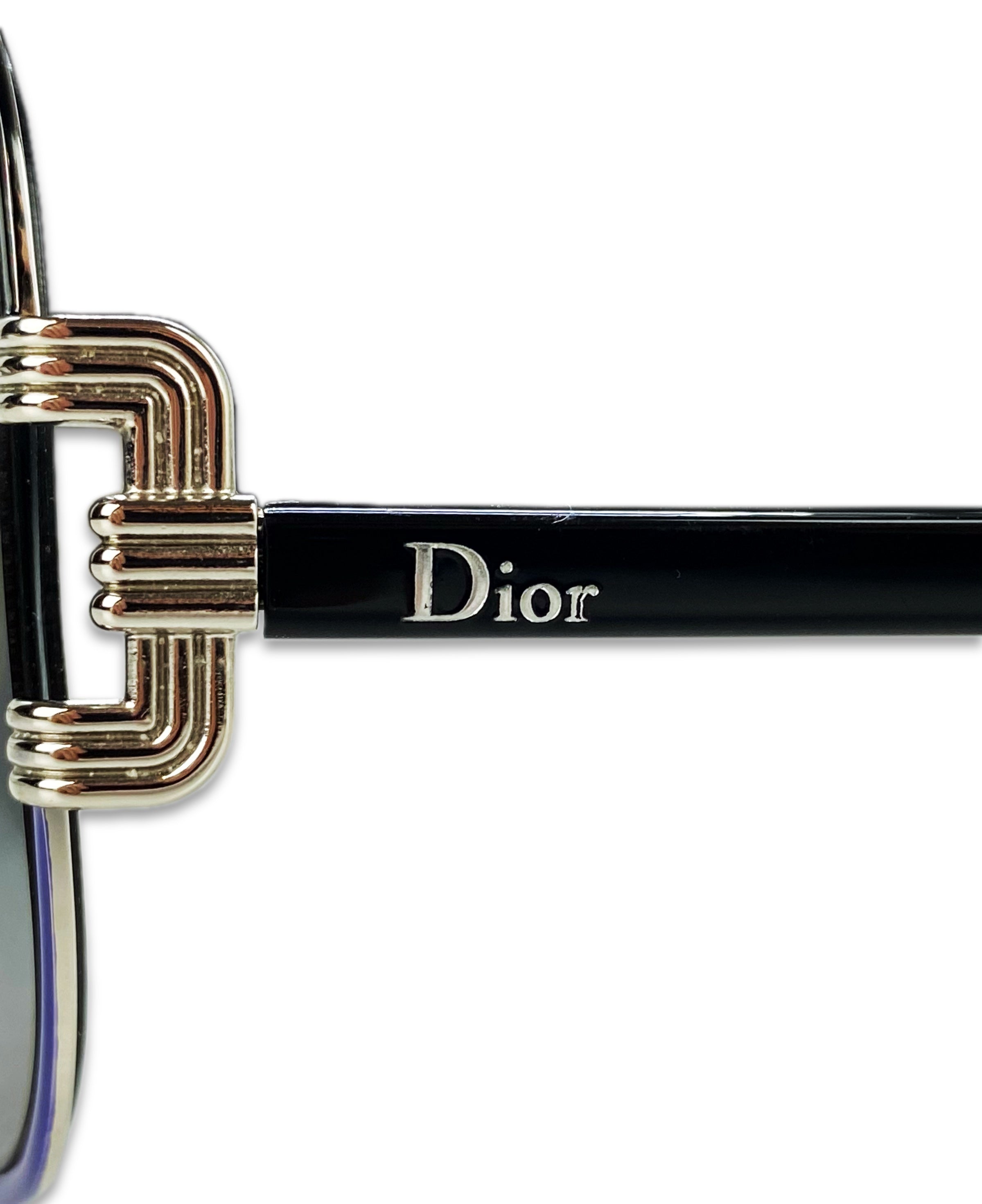 Dior Blue Gradient Tint Metallic Aviator Sunglasses