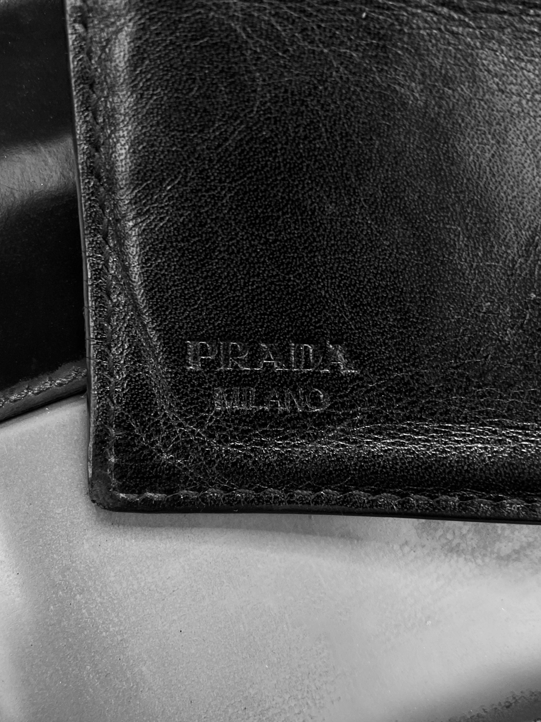 Prada Split Metallic Logo Contrasting Bifold Wallet
