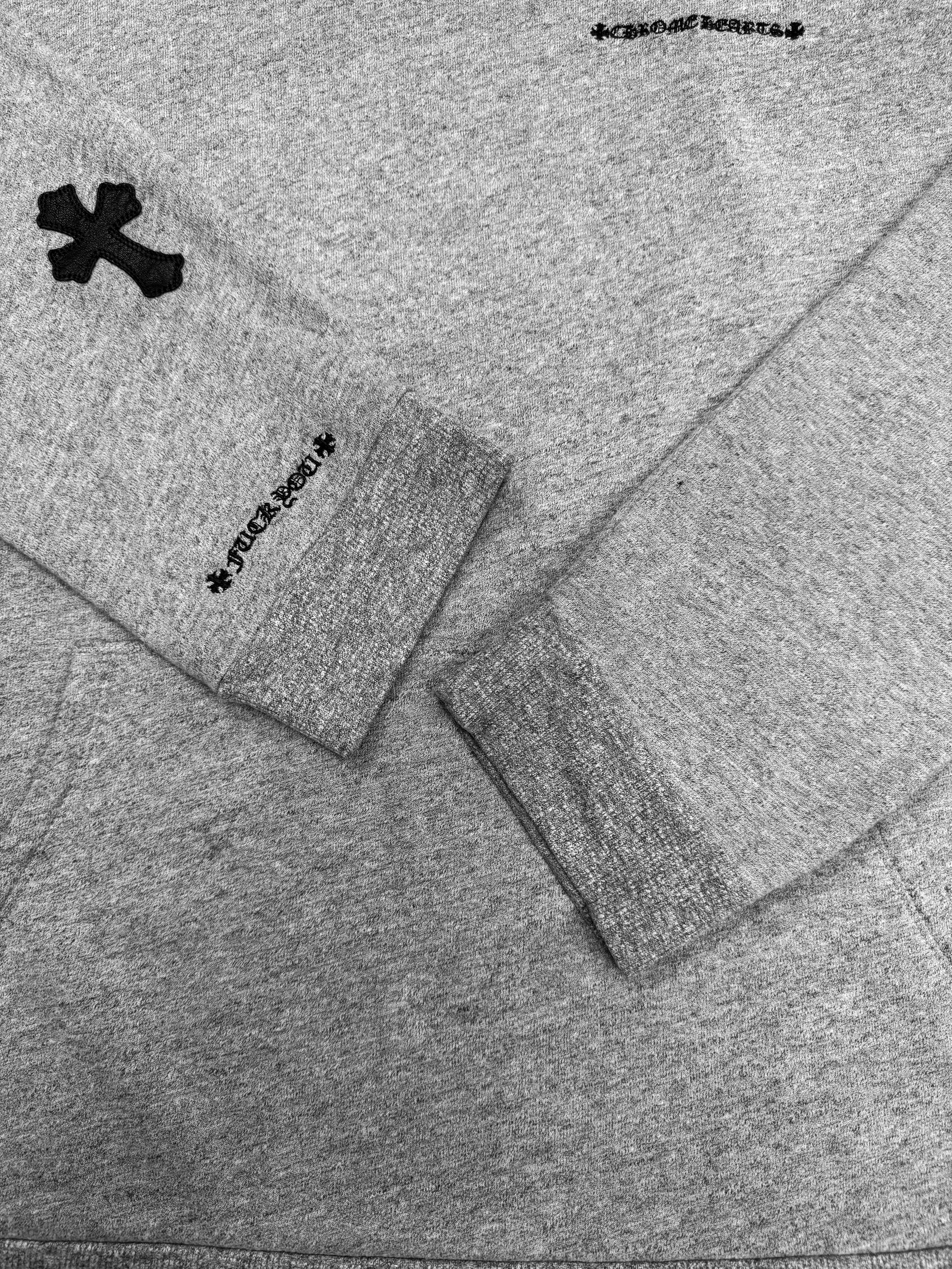 Chrome Hearts Flooded Cross Patch Heather Grey ‘Fuck You’ Hoodie